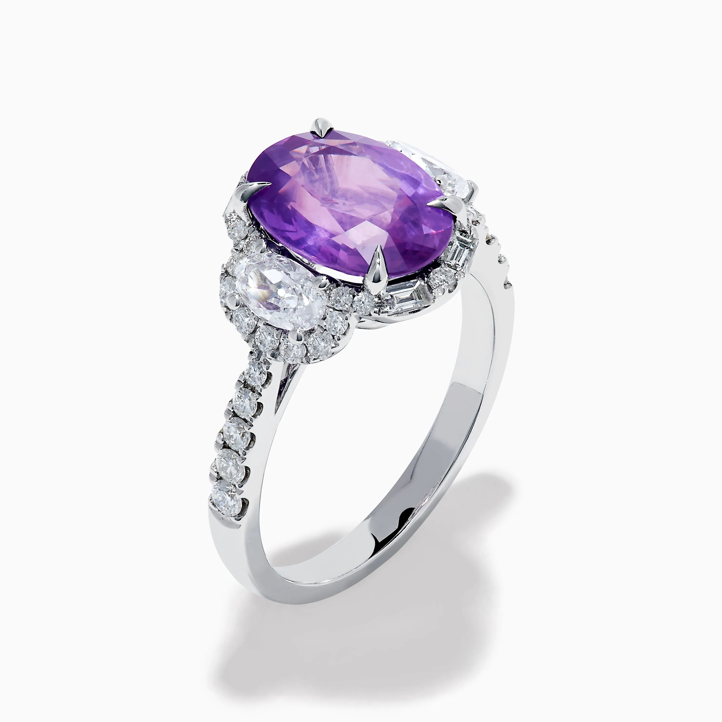 Effy Hematian 18K White Gold Oval Purple Sapphire and Diamond Halo Ring sold by Effy product image thumbnail 4