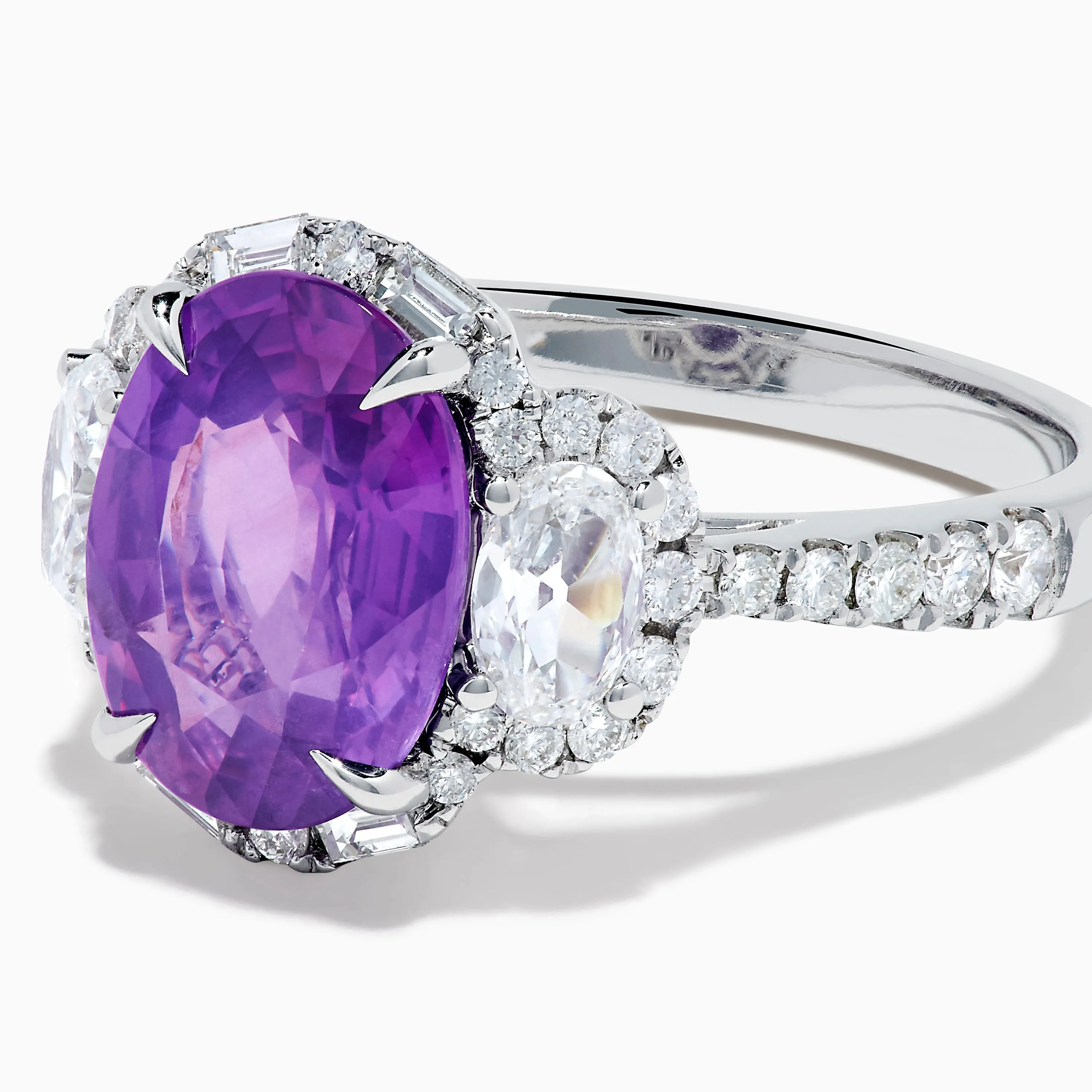 Effy Hematian 18K White Gold Oval Purple Sapphire and Diamond Halo Ring sold by Effy product image thumbnail 2