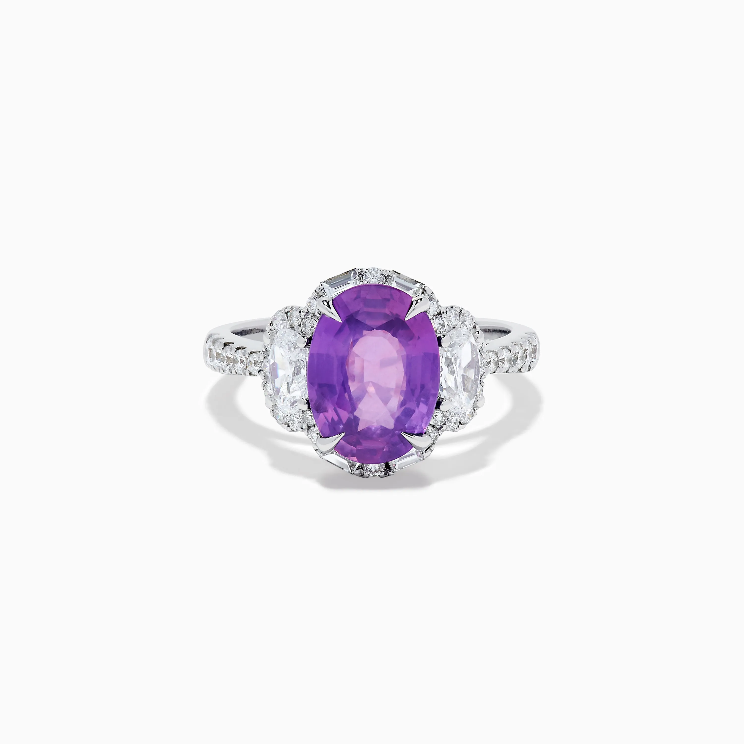 Effy Hematian 18K White Gold Oval Purple Sapphire and Diamond Halo Ring sold by Effy