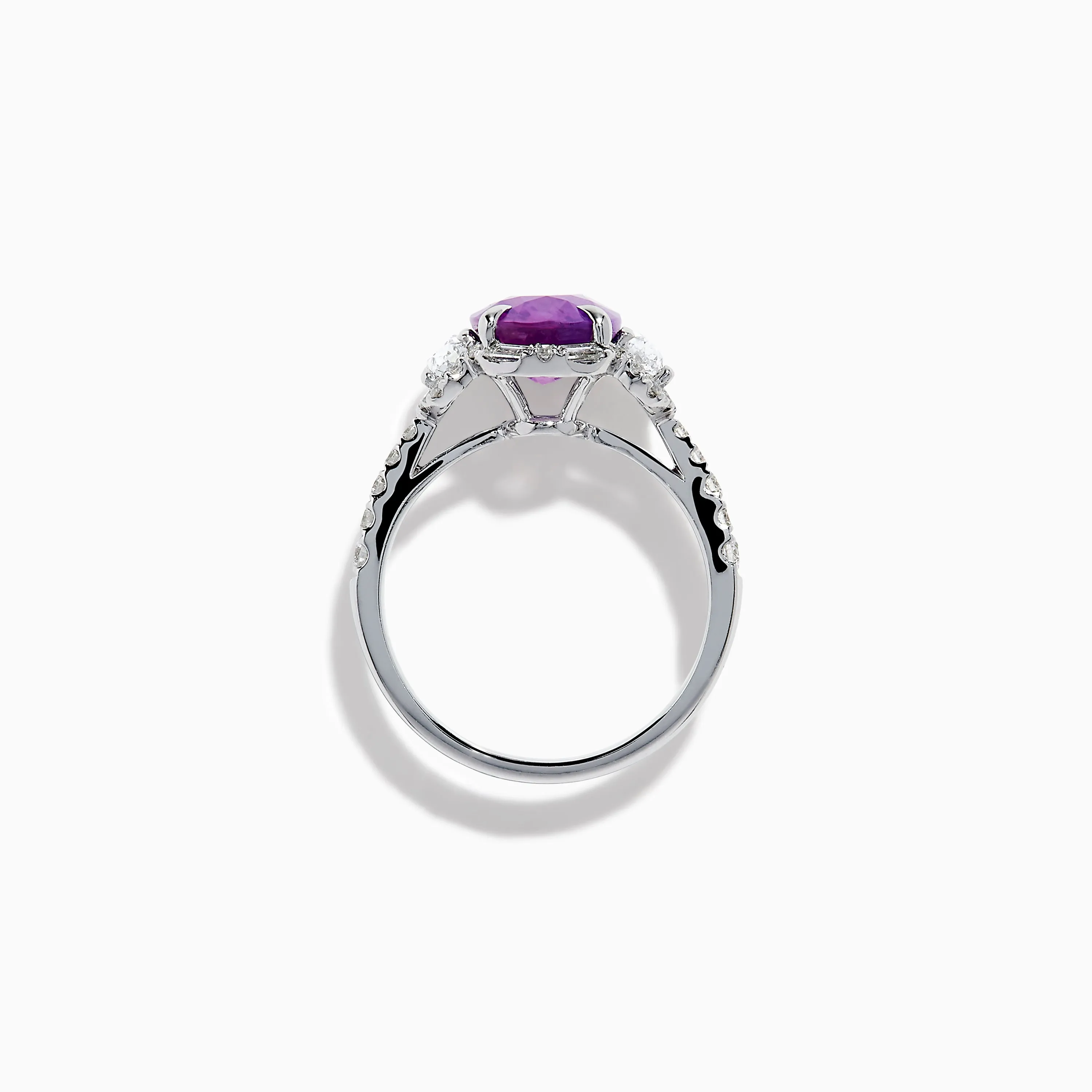 Effy Hematian 18K White Gold Oval Purple Sapphire and Diamond Halo Ring sold by Effy product image thumbnail 3