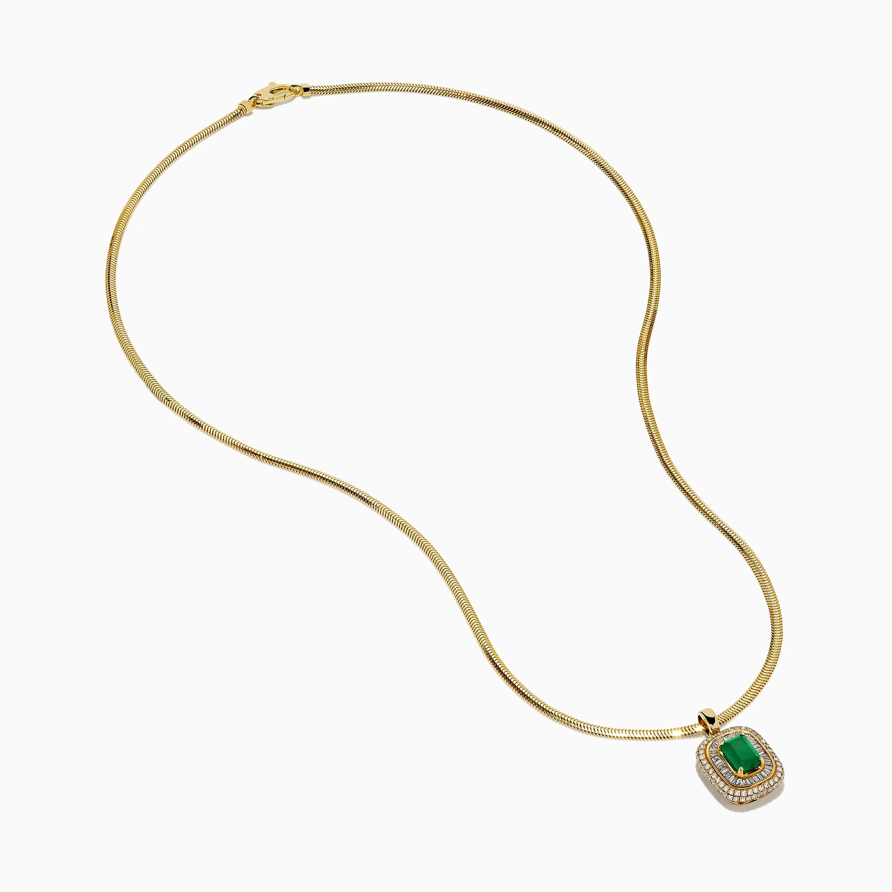 14K Yellow Gold Emerald and Diamond Double Halo Pendant sold by Effy product image thumbnail 2