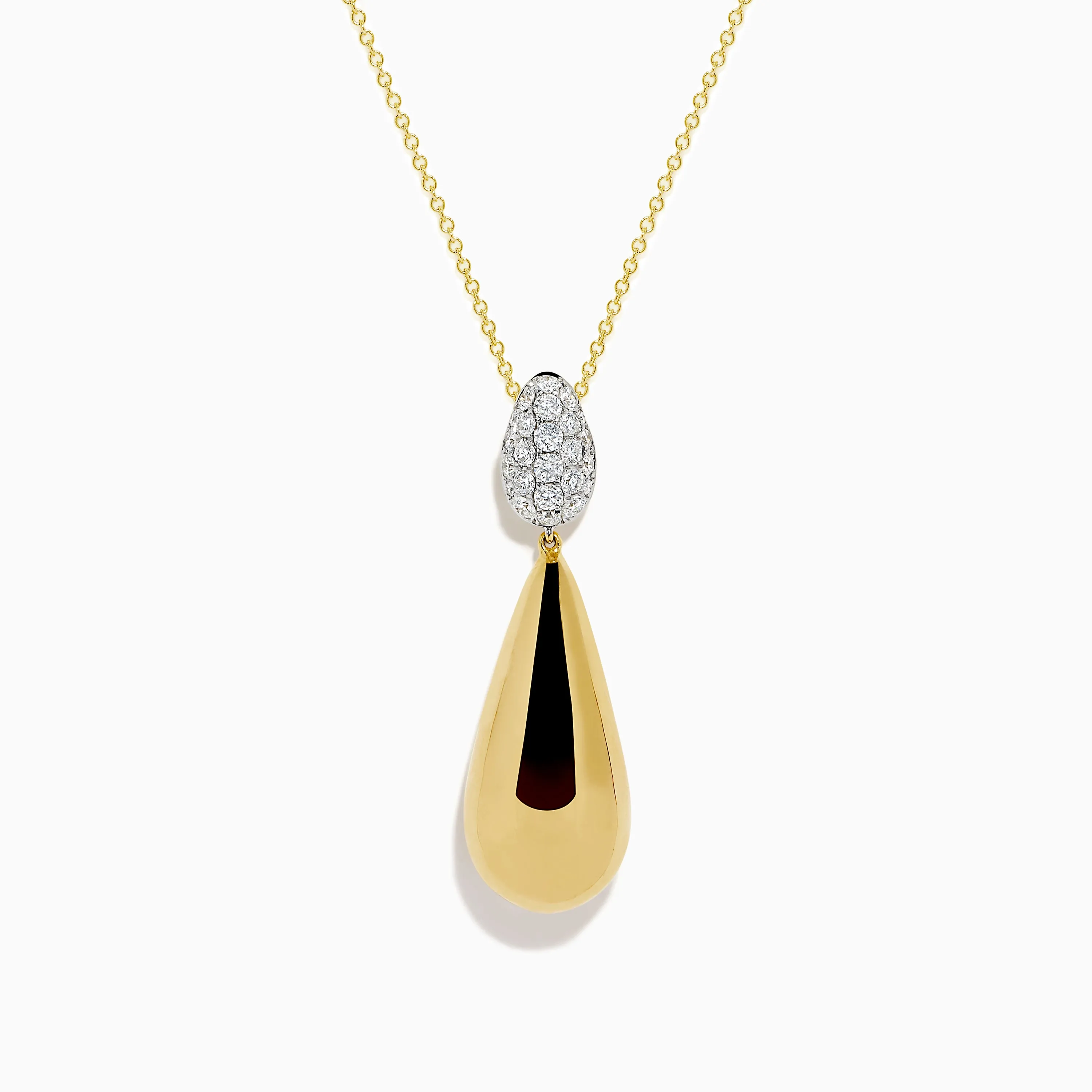14K Yellow Gold Diamond Pave & Polished Teardrop Pendant sold by Effy