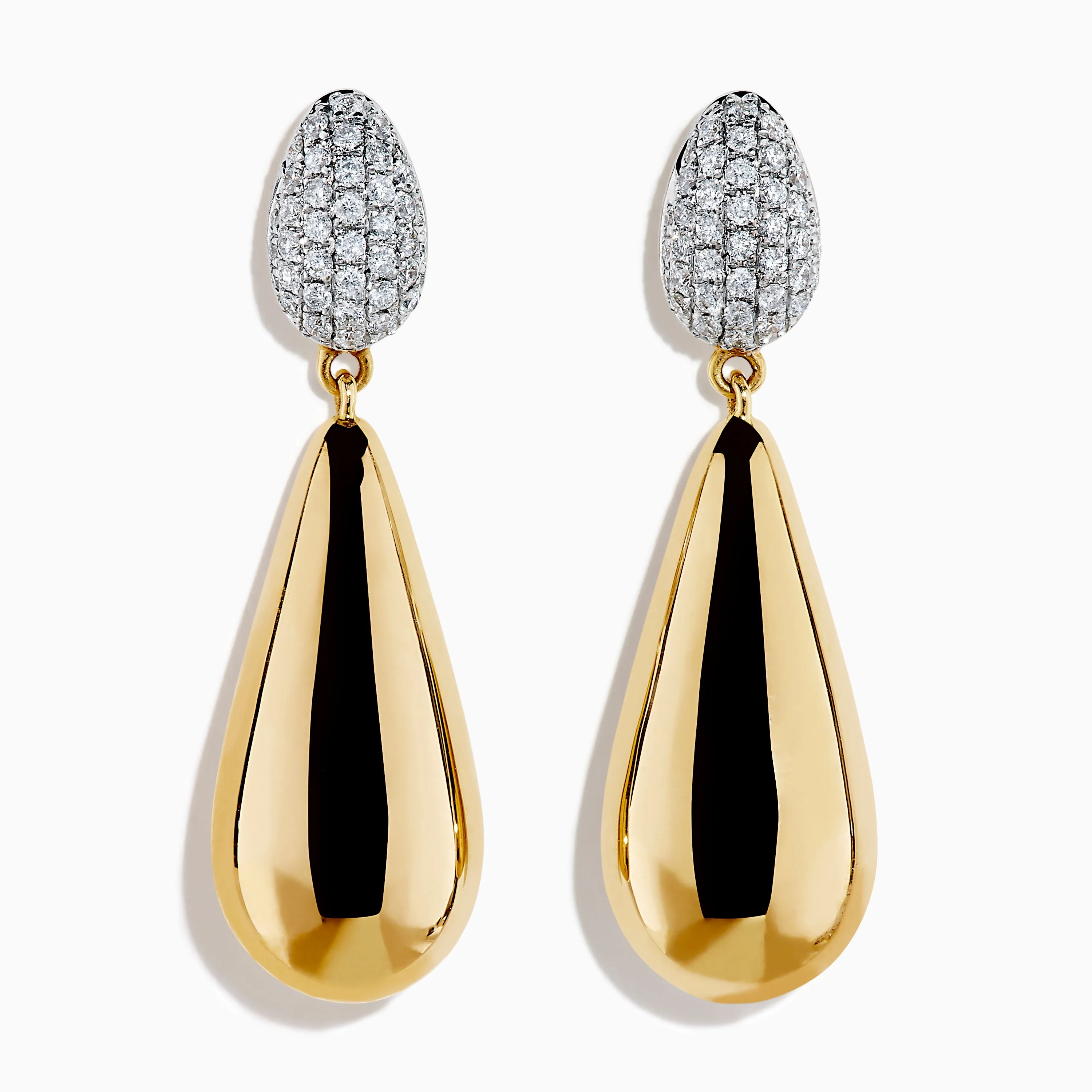 14K Yellow Gold Diamond Pave & Polished Teardrop Earrings sold by Effy
