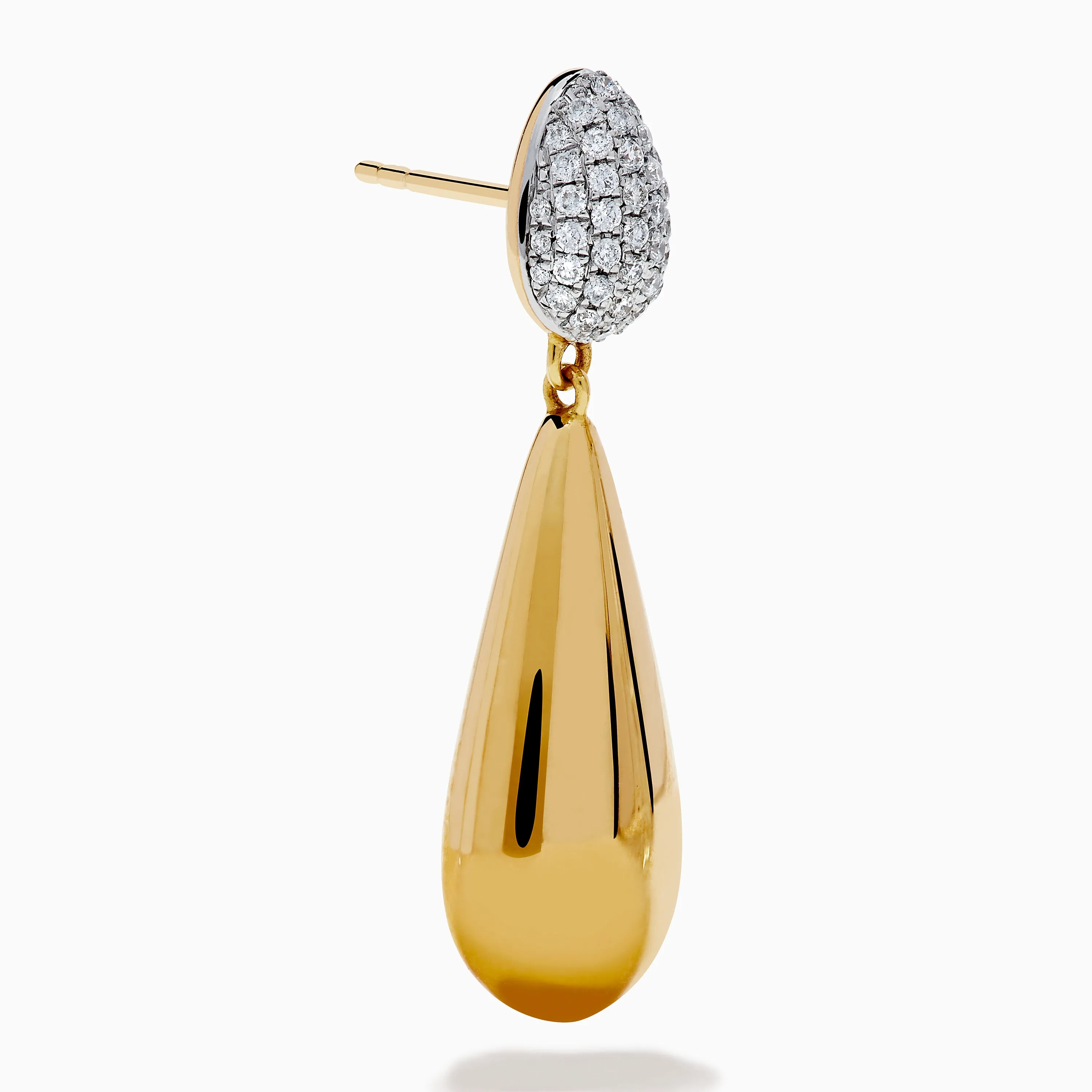 14K Yellow Gold Diamond Pave & Polished Teardrop Earrings sold by Effy product image thumbnail 3