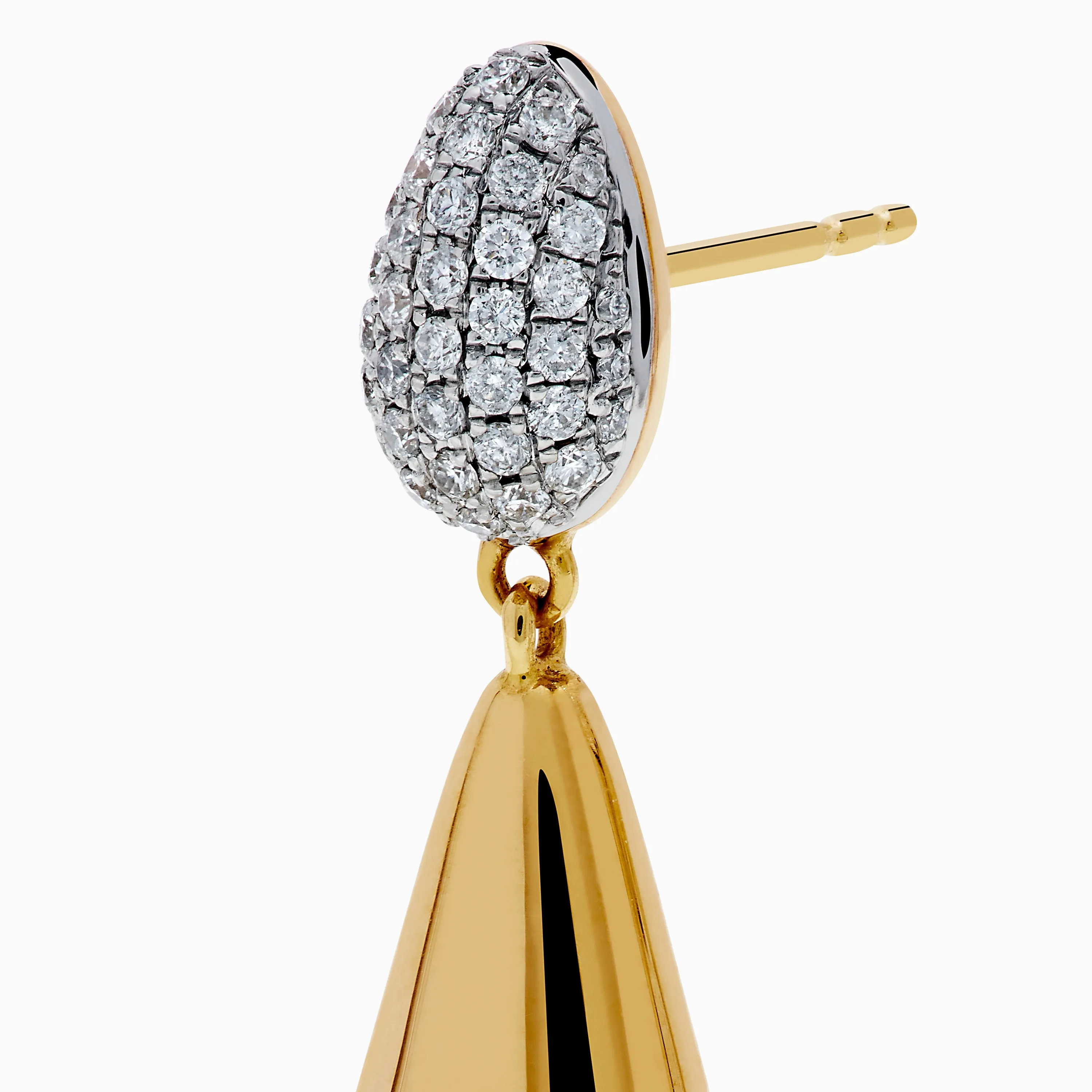 14K Yellow Gold Diamond Pave & Polished Teardrop Earrings sold by Effy product image thumbnail 2