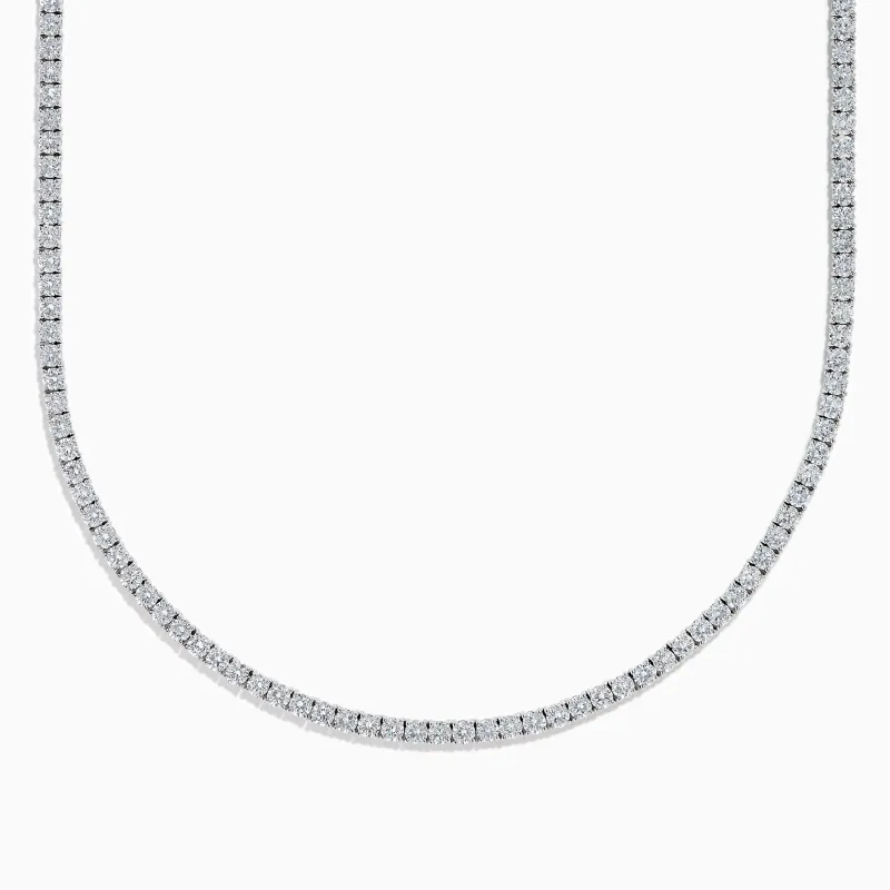 Lab Grown Round Diamond 14.69ct Tennis Necklace in 14K White Gold sold by Effy