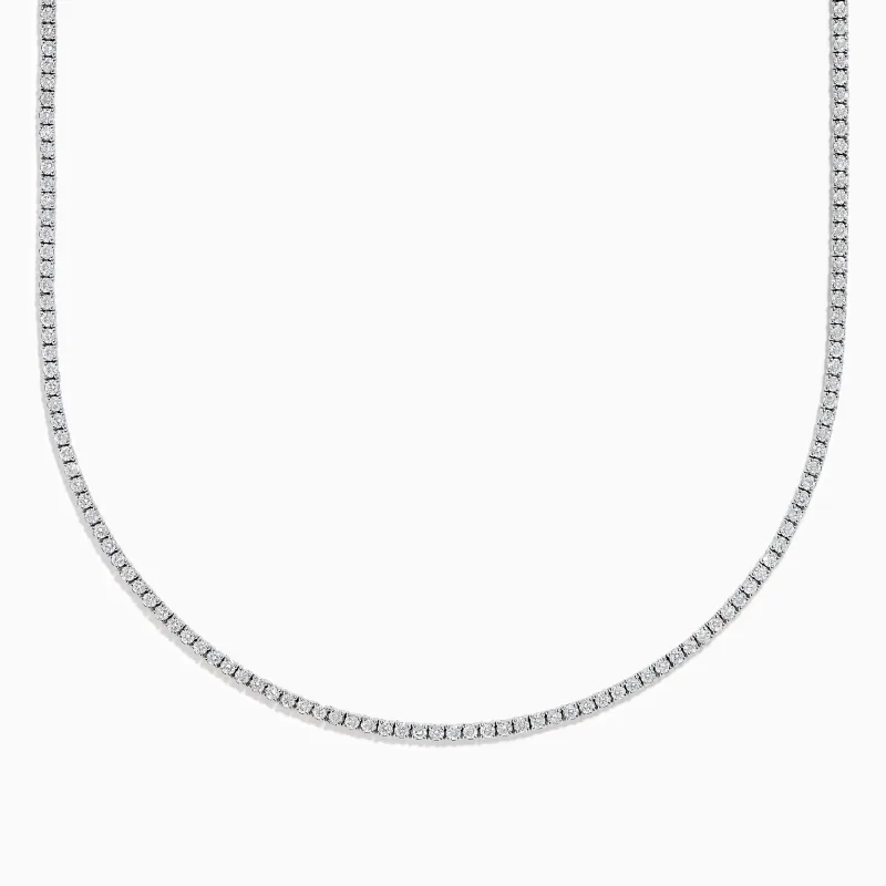 Lab Grown Round Diamond 4.92ct Tennis Necklace in 14K White Gold sold by Effy