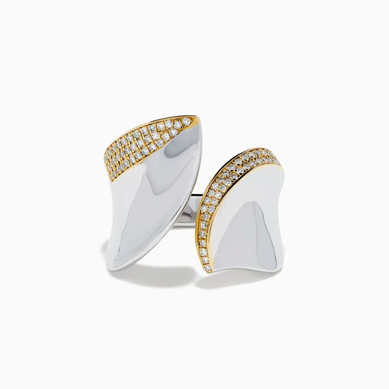 925 Sterling Silver with 14K Yellow Gold Plating Diamond Wide Ring sold by Effy