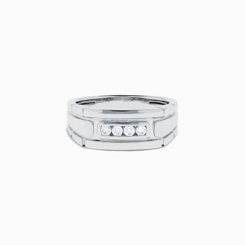 Men's 14K White Gold Diamond Channel Set Ring sold by Effy