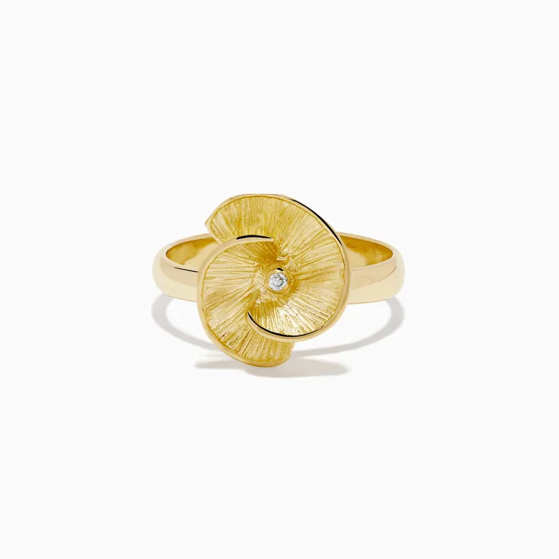 14K Yellow Gold Diamond Flower Ring made by Effy