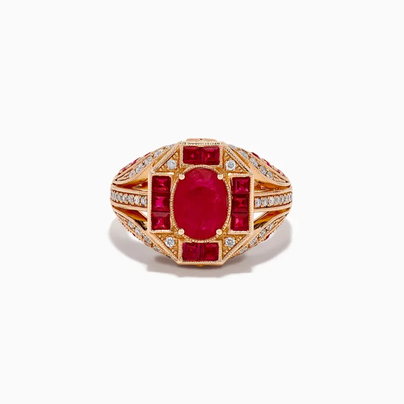 14K Rose Gold Ruby and Diamond Ring sold by Effy