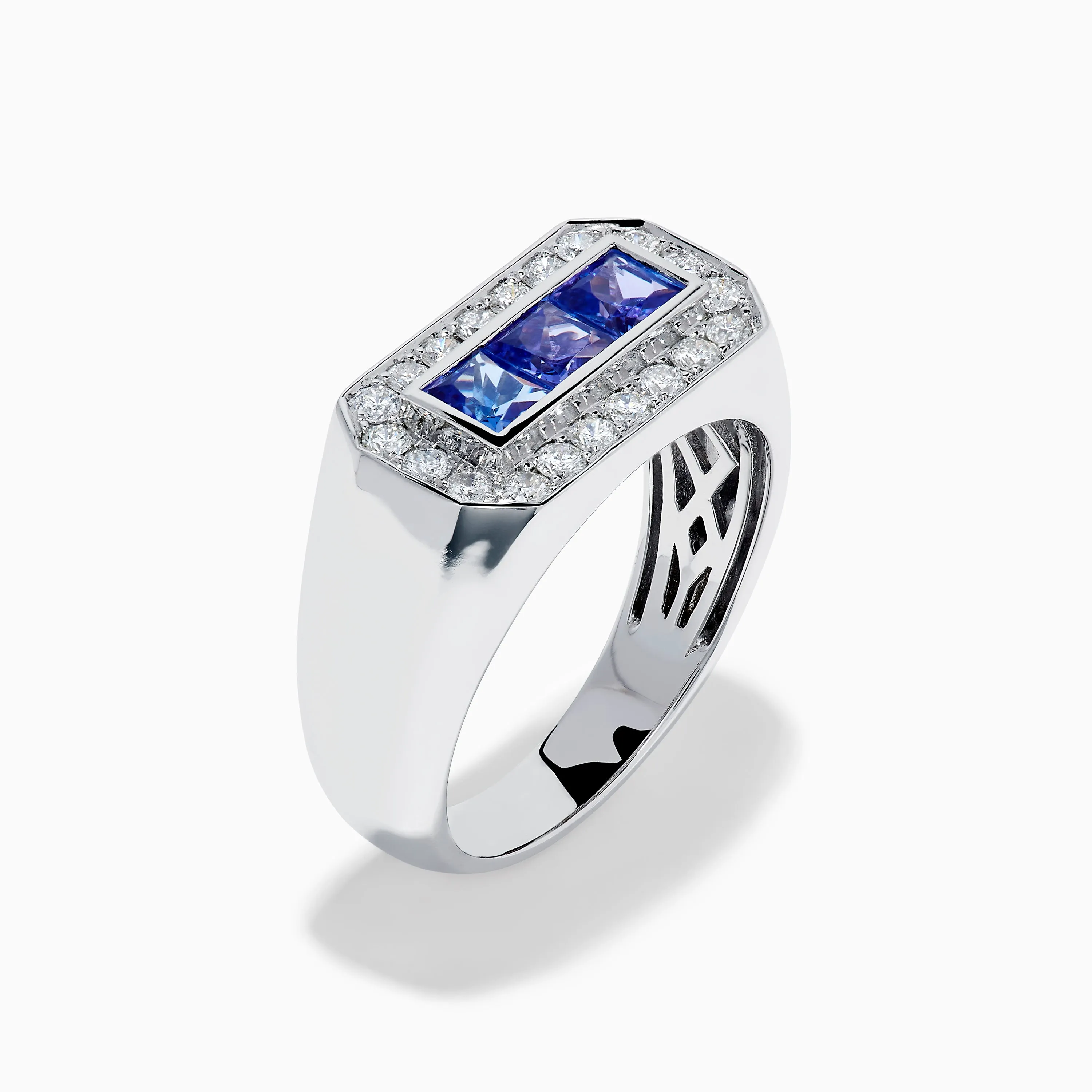 Men's 14K White Gold Princess Cut Tanzanite and Diamond Signet Ring sold by Effy product image thumbnail 4