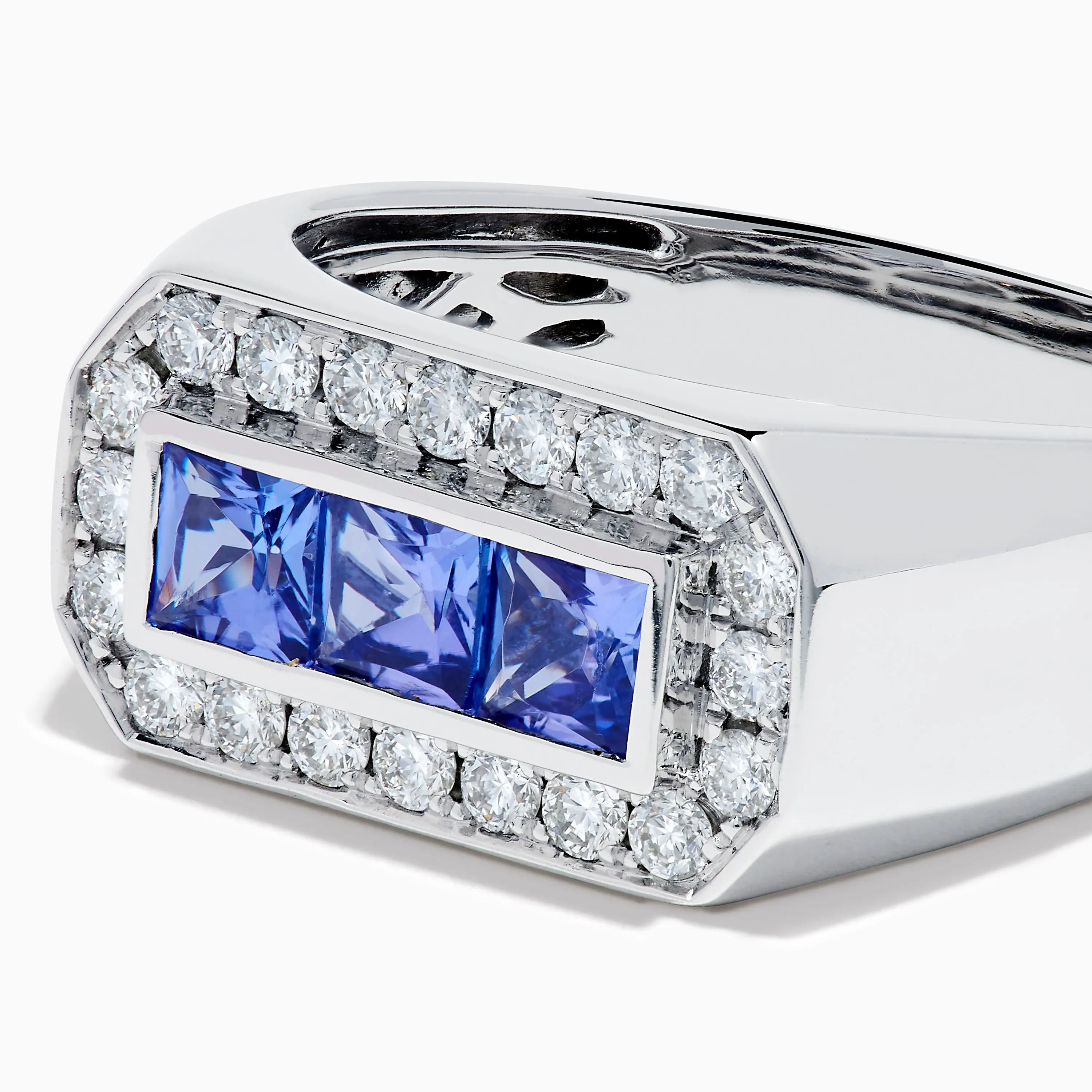 Men's 14K White Gold Princess Cut Tanzanite and Diamond Signet Ring sold by Effy product image thumbnail 2
