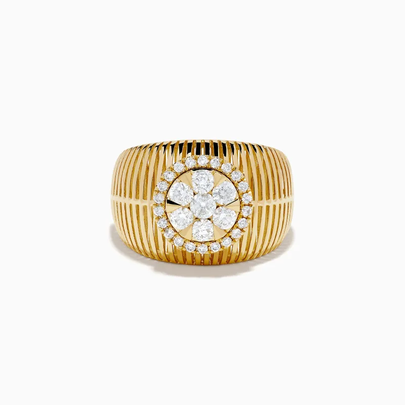14K Yellow Gold Diamond Wide Hollow Ring sold by Effy
