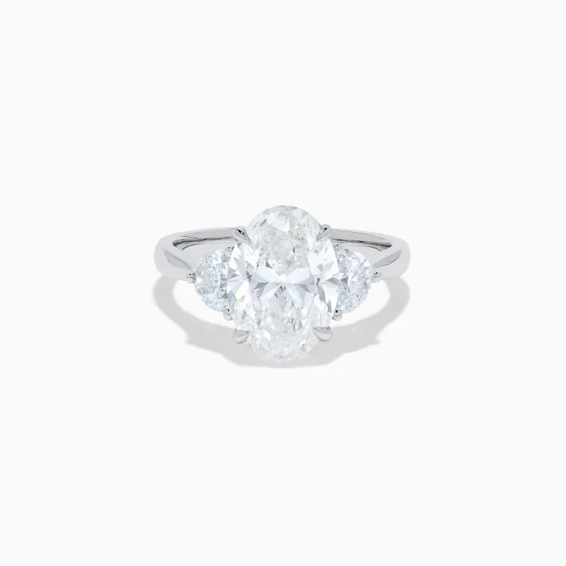 Lab Grown Oval Diamond 3 Stone Ring in 14K White Gold sold by Effy