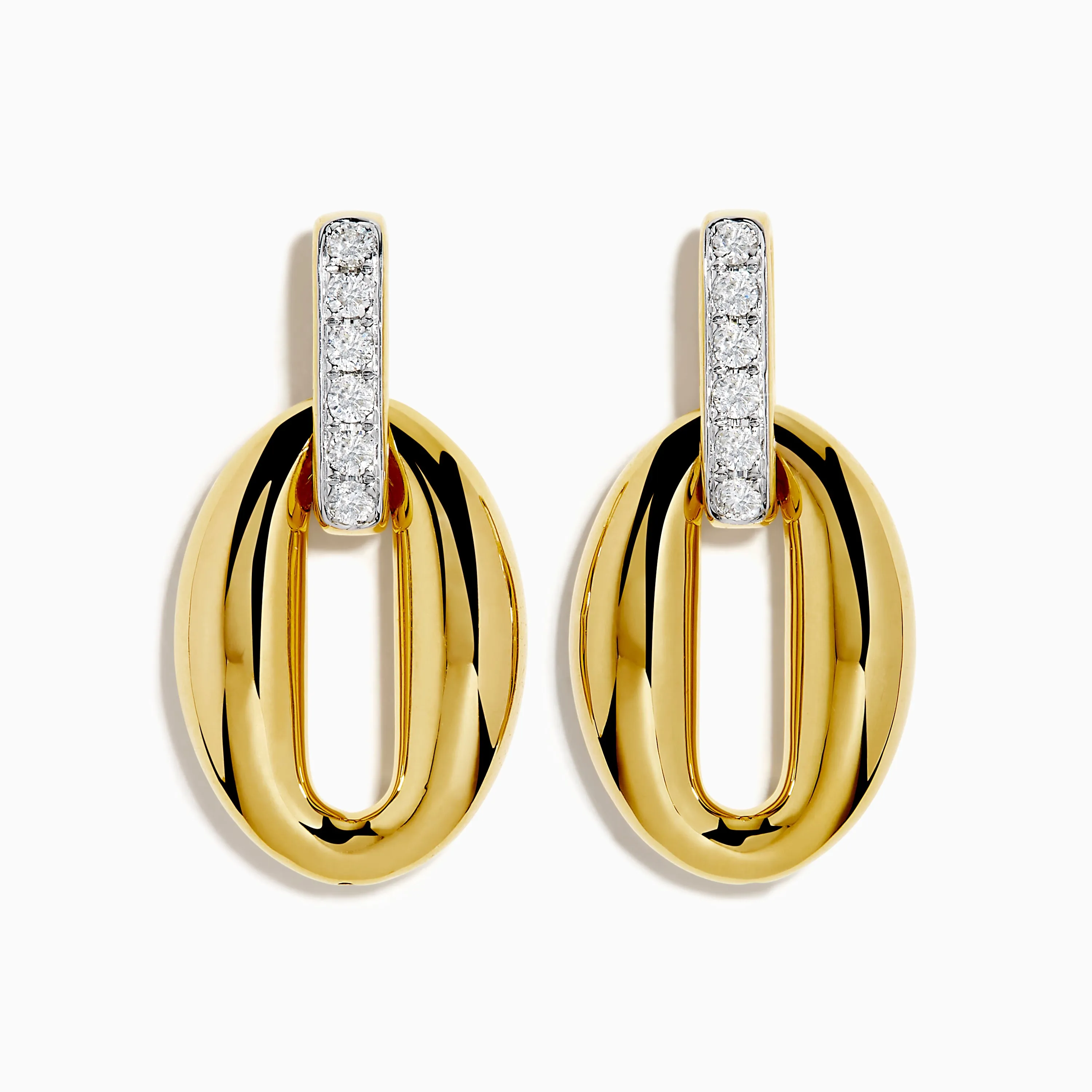 14K Yellow Gold and Diamond Oval Drop Earrings sold by Effy