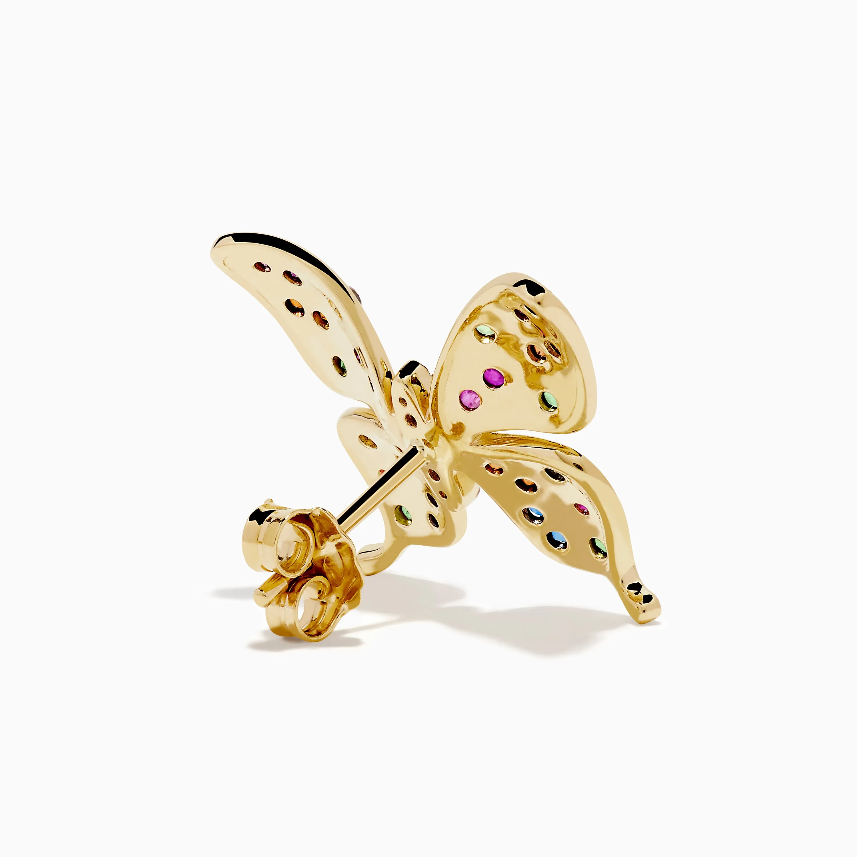Watercolors 14K Yellow Gold Multi Sapphire and Black Diamond Butterfly Stud Earrings sold by Effy product image thumbnail 4