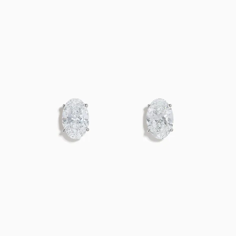 Lab Grown Oval Diamond 1.96ct Stud Earrings in 14K White Gold sold by Effy
