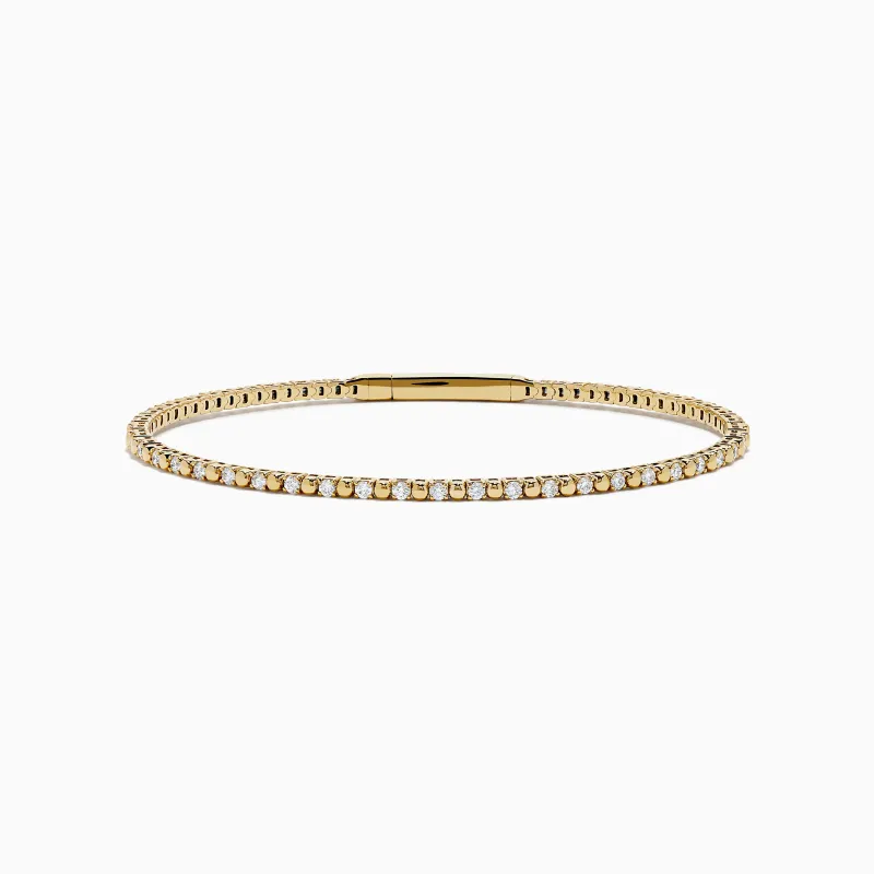 14K Yellow Gold Diamond Flex Bangle made by Effy