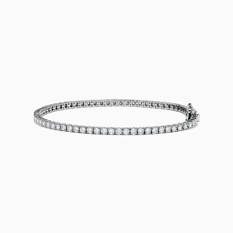 Lab Grown Round Diamond 2.95ct Tennis Bracelet in 14K White Gold sold by Effy