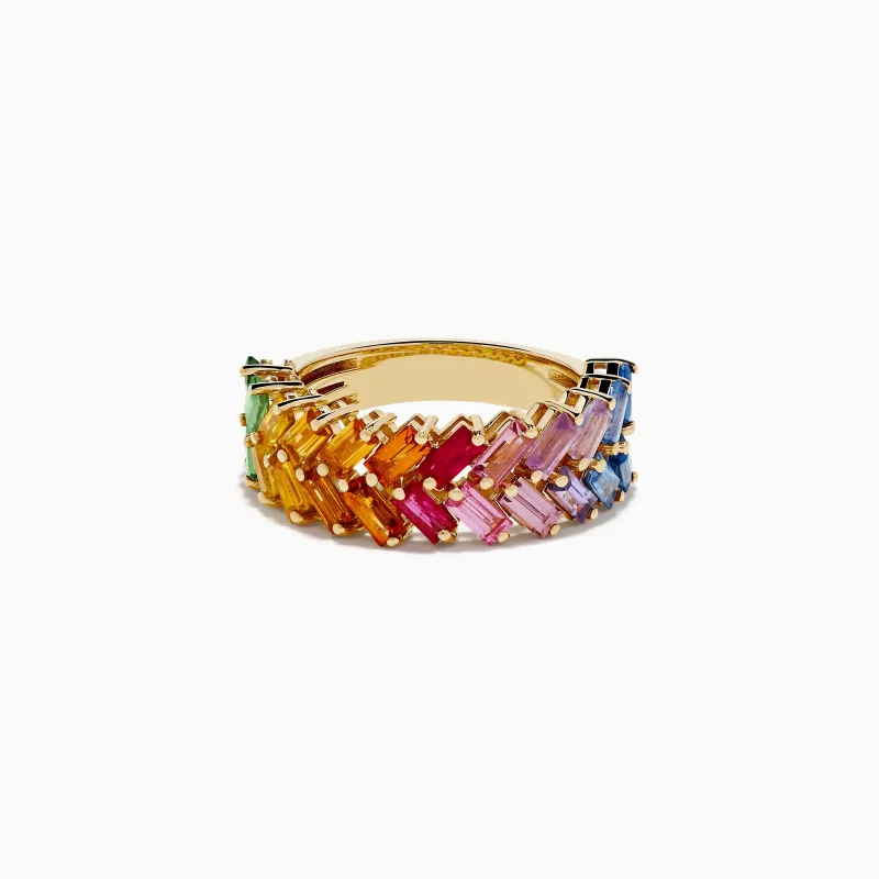 Watercolors 14K Yellow Gold Multi Sapphire Ring made by Effy
