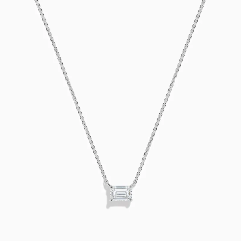 Lab Grown Emerald Cut Diamond 1.00ct Necklace in 14K White Gold sold by Effy