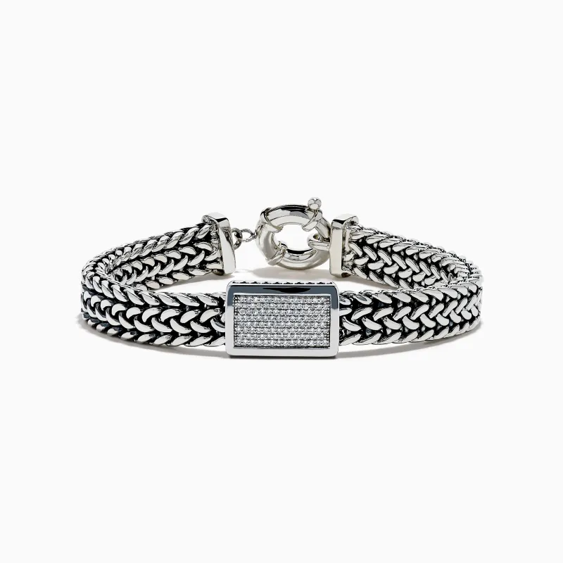 Men's 925 Sterling Silver Diamond Bracelet made by Effy