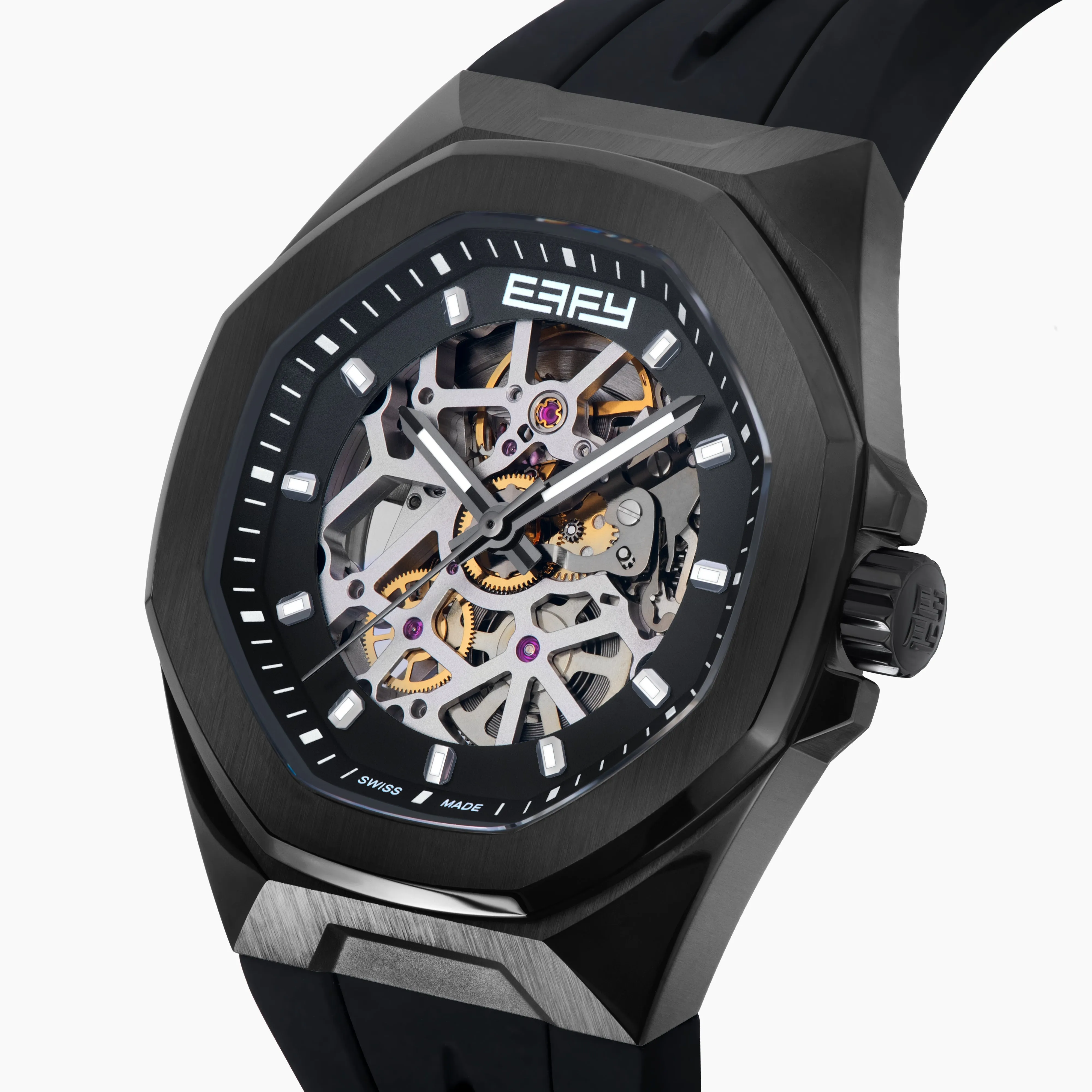 42MM Swiss Made Black PVD Titanium Automatic Skeleton Watch sold by Effy product image thumbnail 3