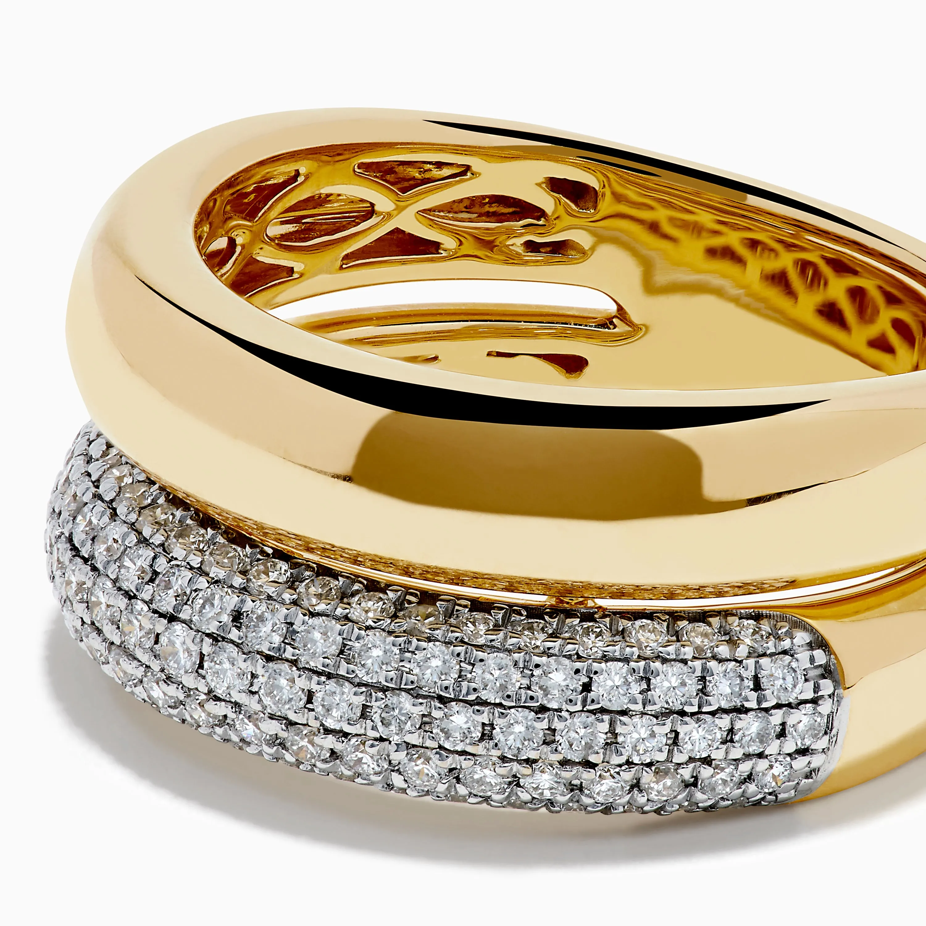 14K Yellow Gold Pave Diamond and Gold Double Band Ring sold by Effy product image thumbnail 2