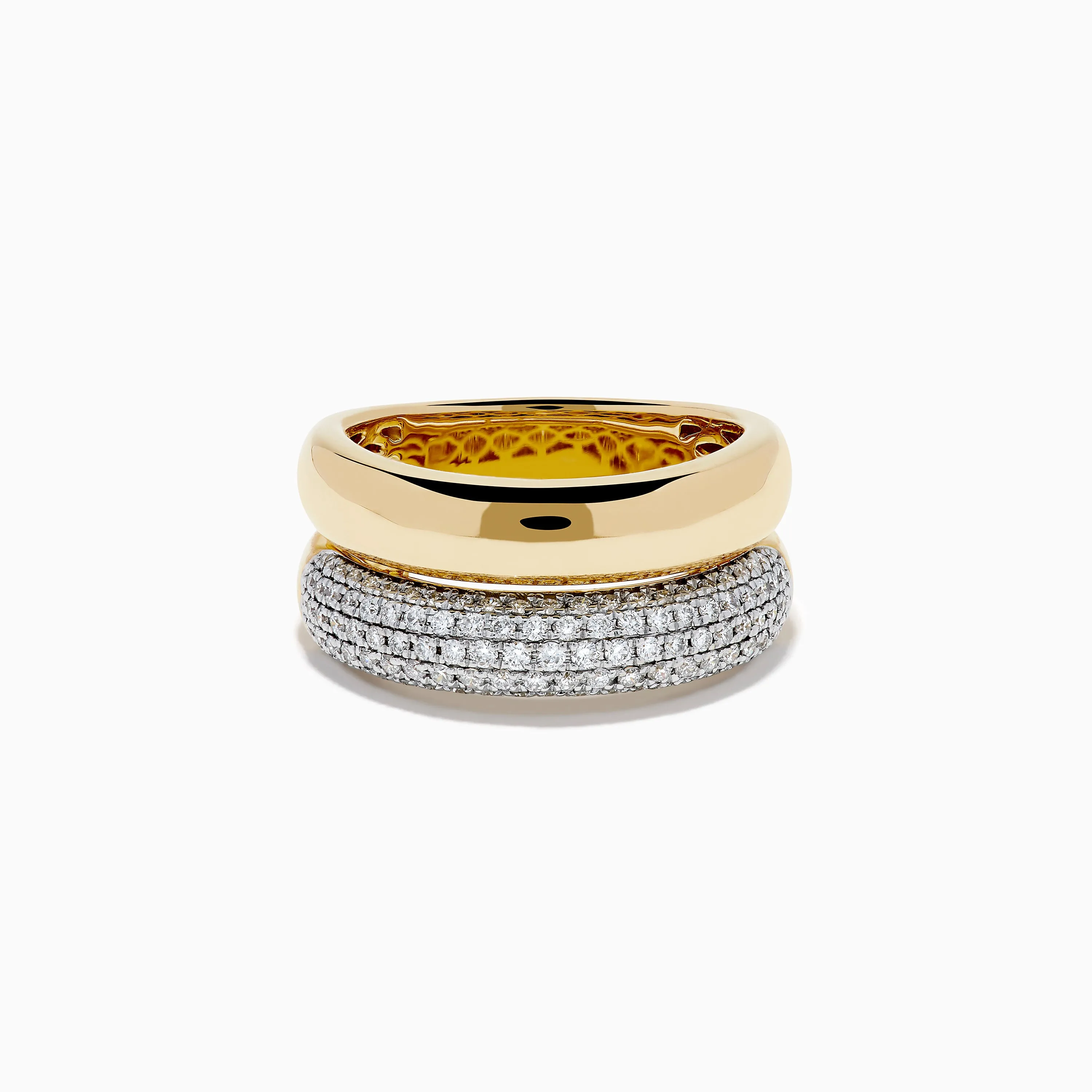 14K Yellow Gold Pave Diamond and Gold Double Band Ring sold by Effy