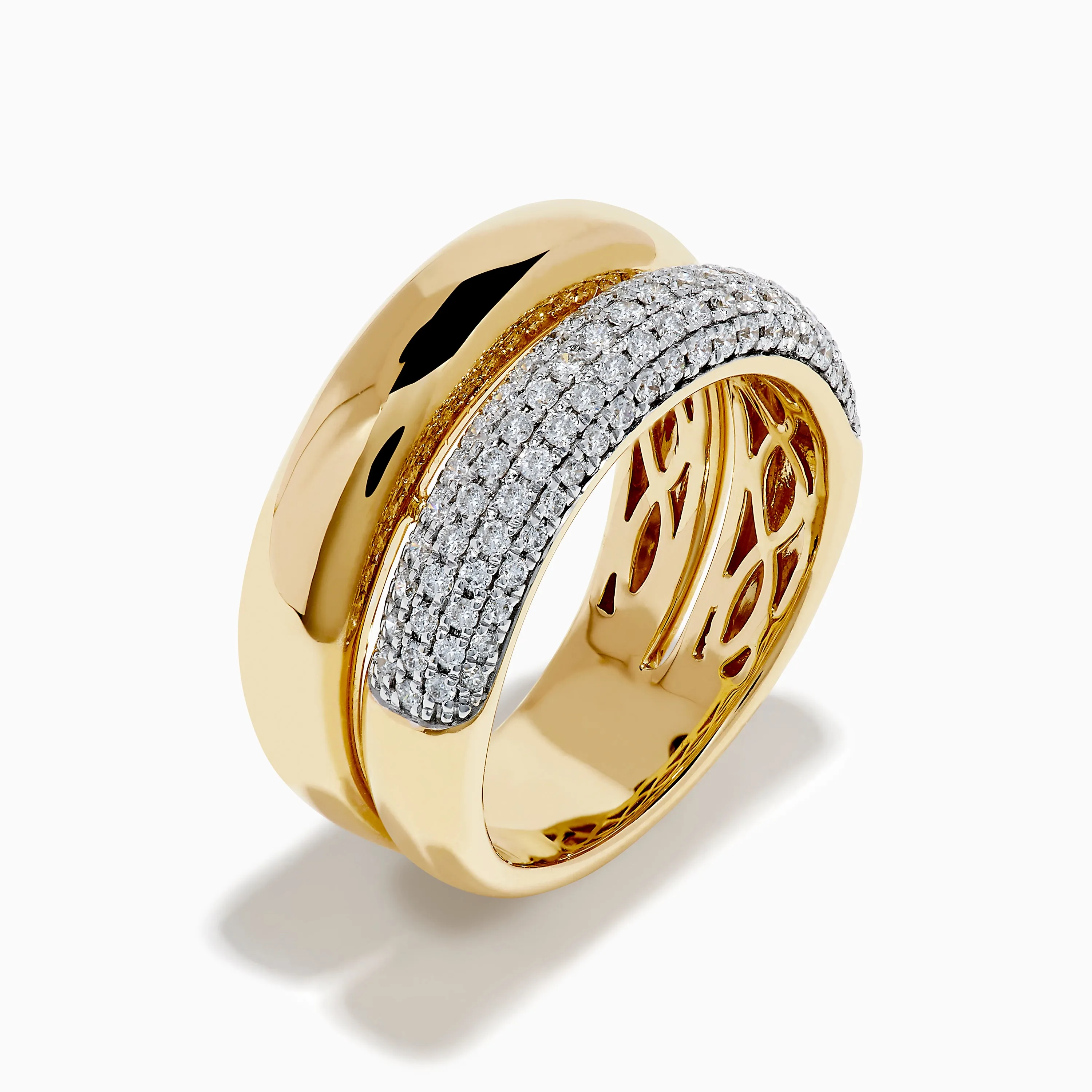 14K Yellow Gold Pave Diamond and Gold Double Band Ring sold by Effy product image thumbnail 4