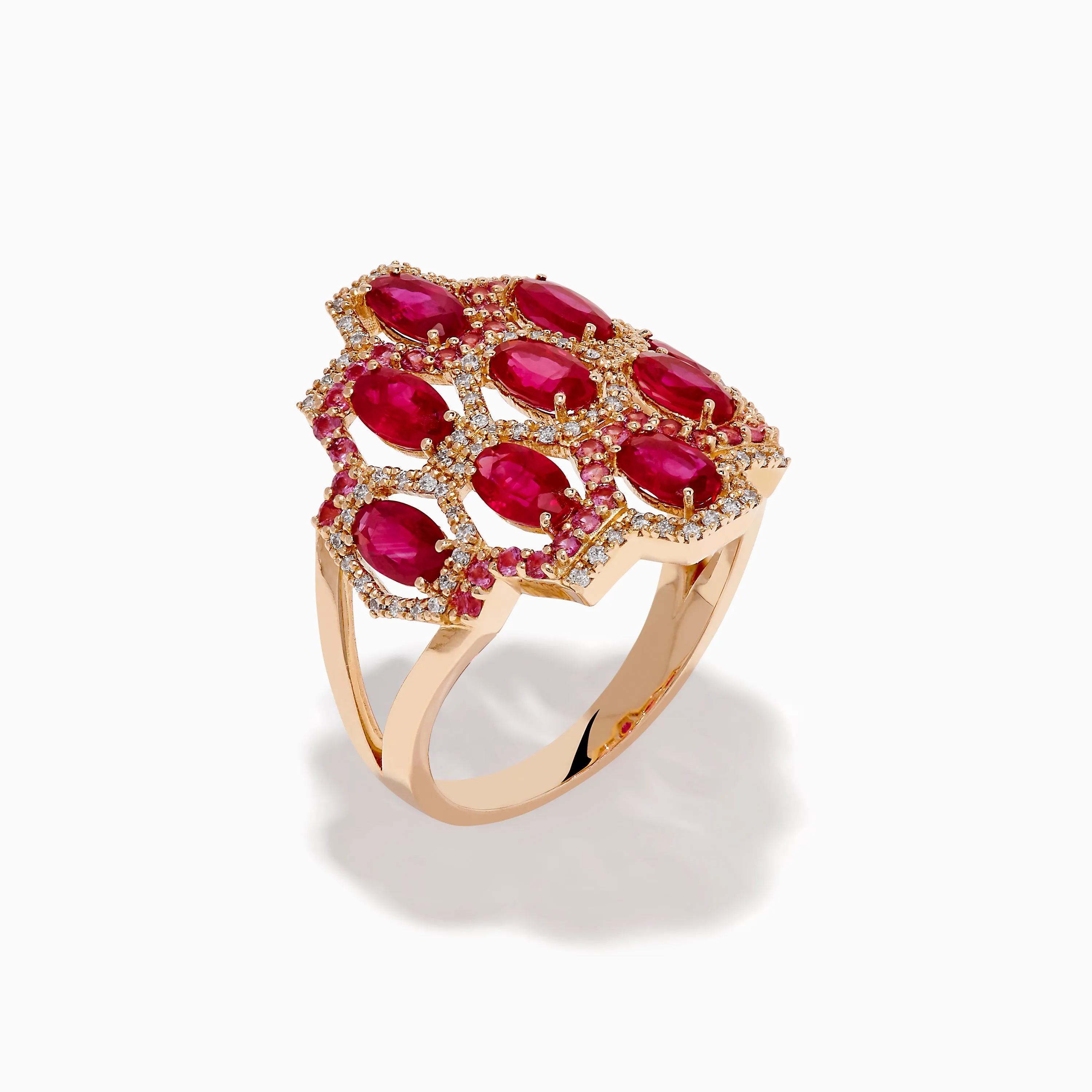 14K Rose Gold Ruby, Pink Sapphire, and Diamond Statement Ring sold by Effy product image thumbnail 4