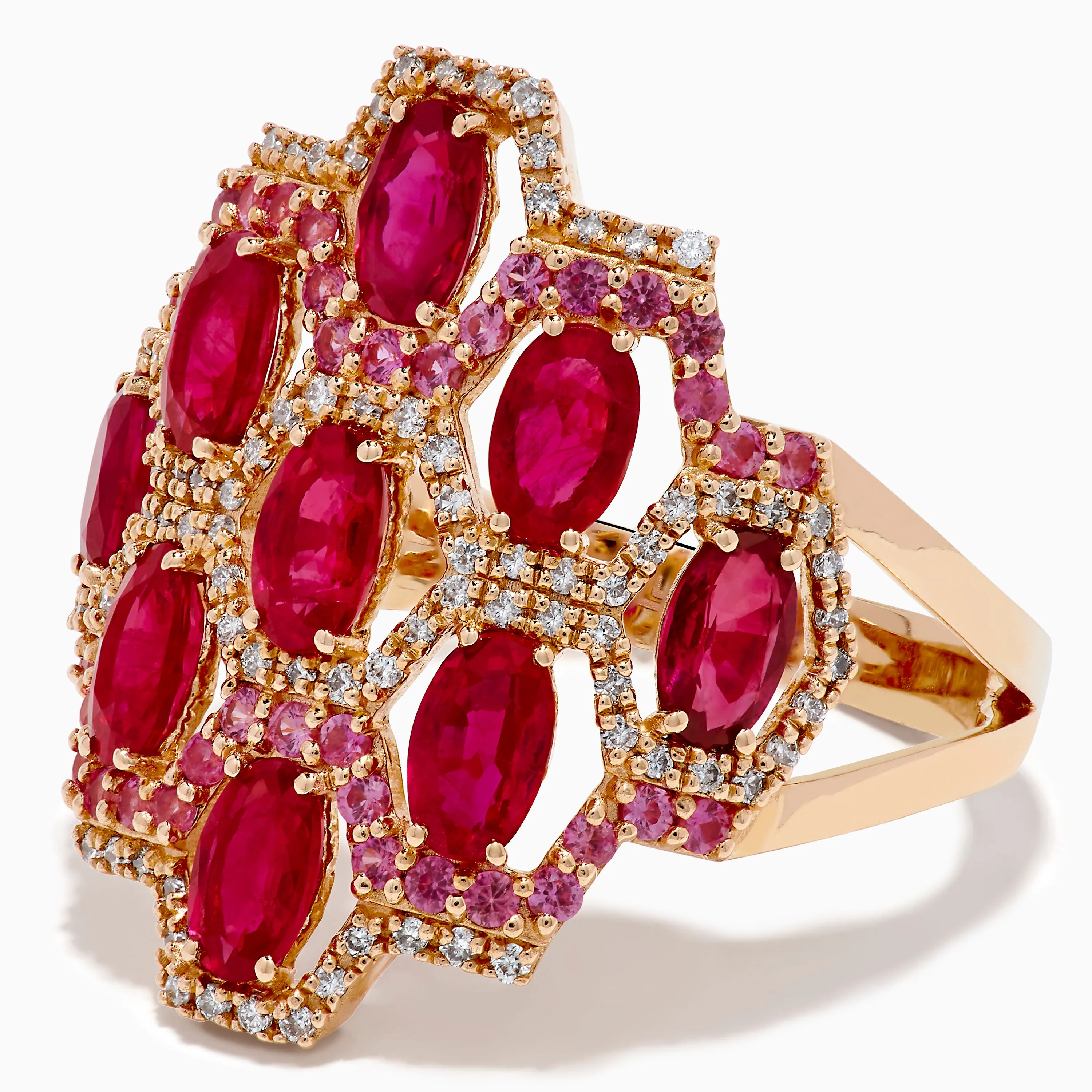 14K Rose Gold Ruby, Pink Sapphire, and Diamond Statement Ring sold by Effy product image thumbnail 2