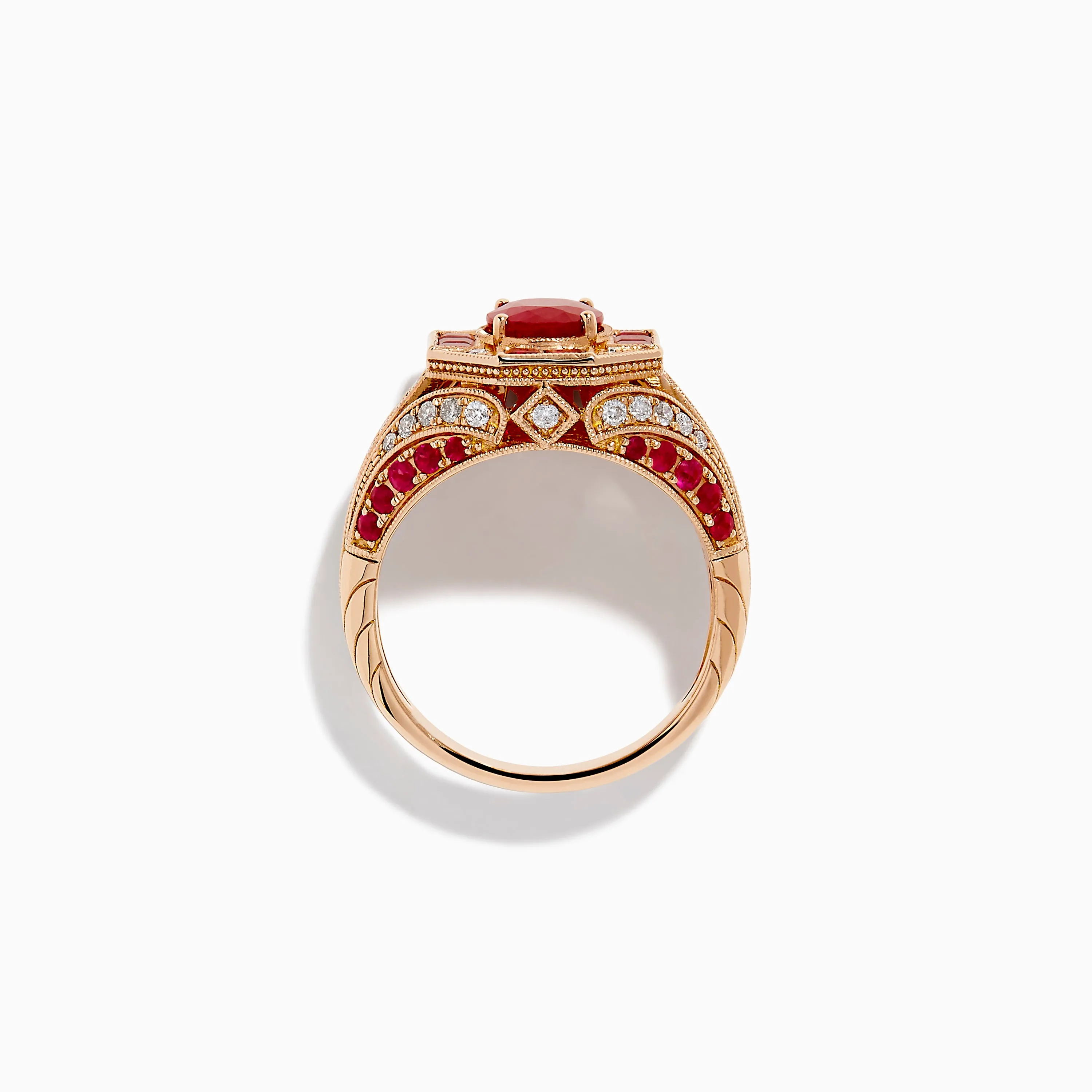 14K Rose Gold Ruby and Diamond Art Deco Ring sold by Effy product image thumbnail 3