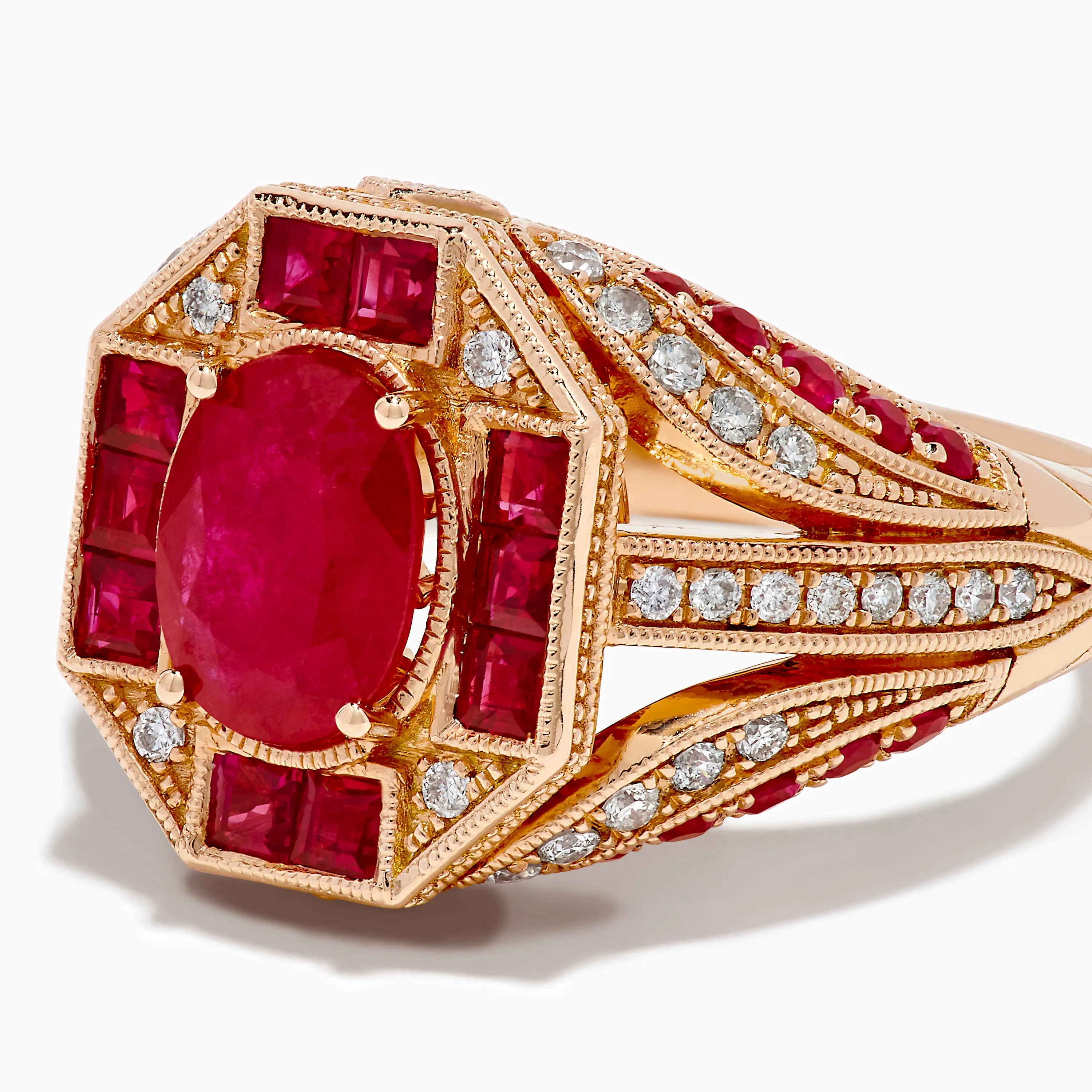 14K Rose Gold Ruby and Diamond Art Deco Ring sold by Effy product image thumbnail 2