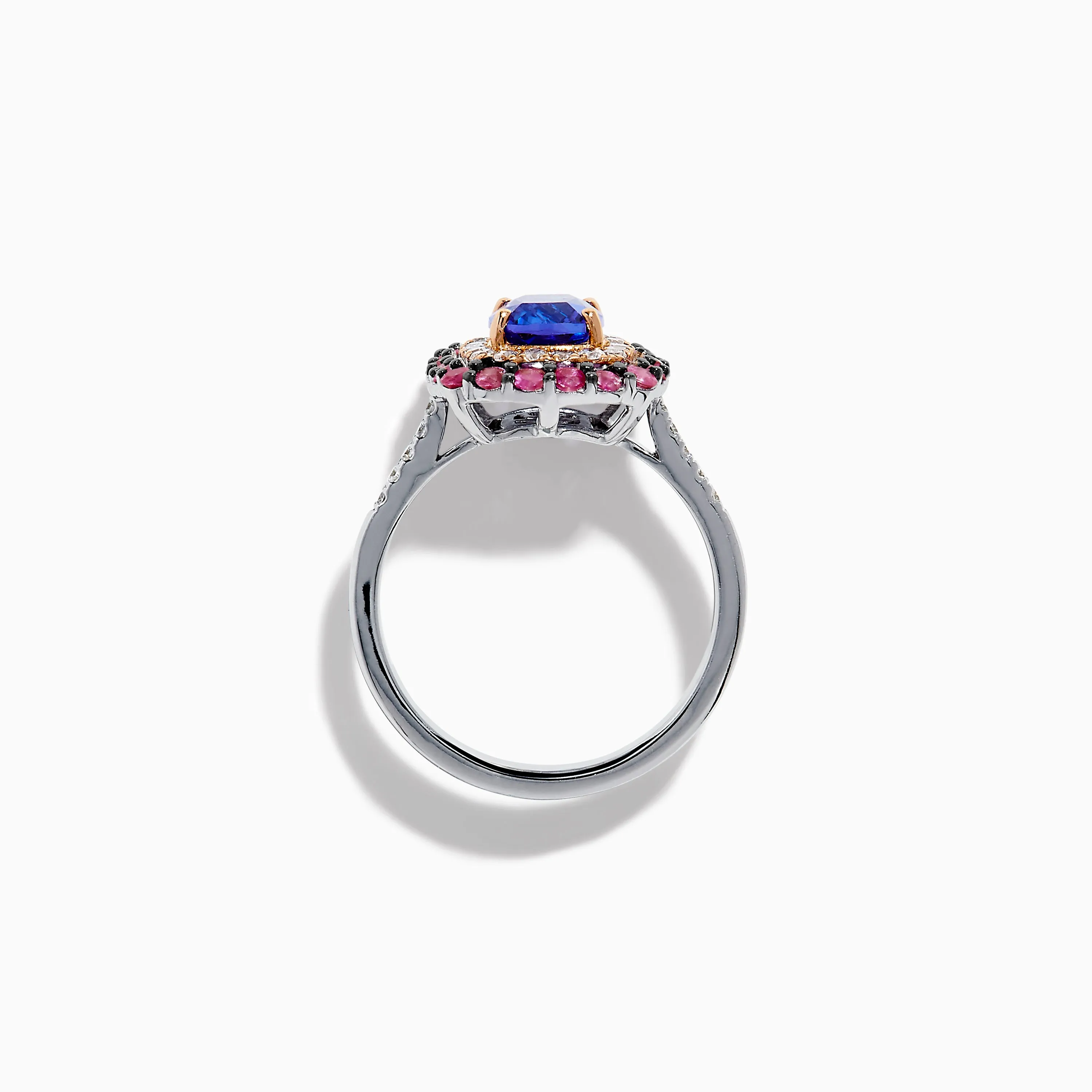 14K Two Tone Gold Tanzanite, Diamond, and Pink Sapphire Cushion Halo Ring sold by Effy product image thumbnail 3