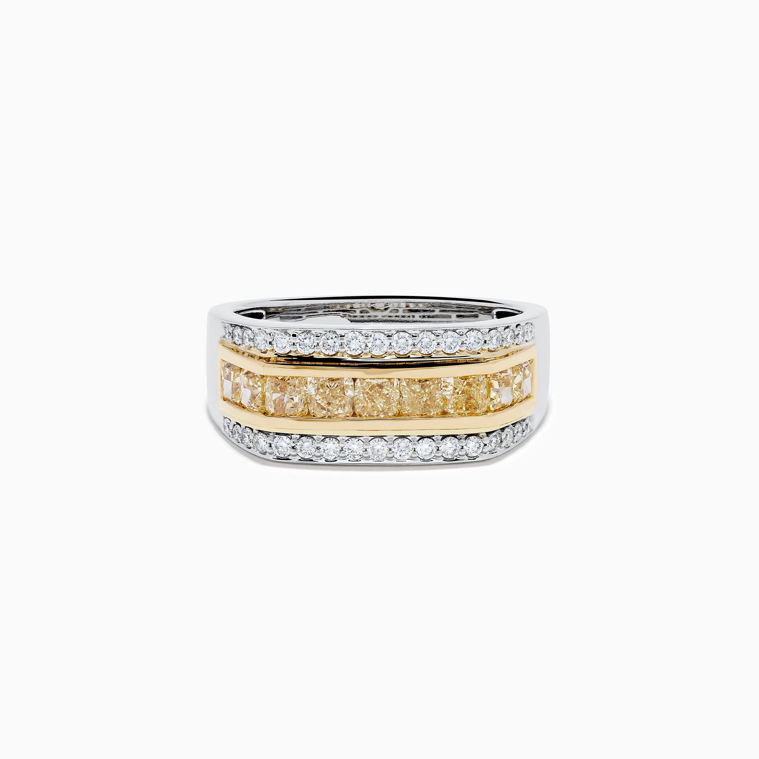 Men's 14K Two Tone Channel Set Yellow and White Diamond Ring sold by Effy
