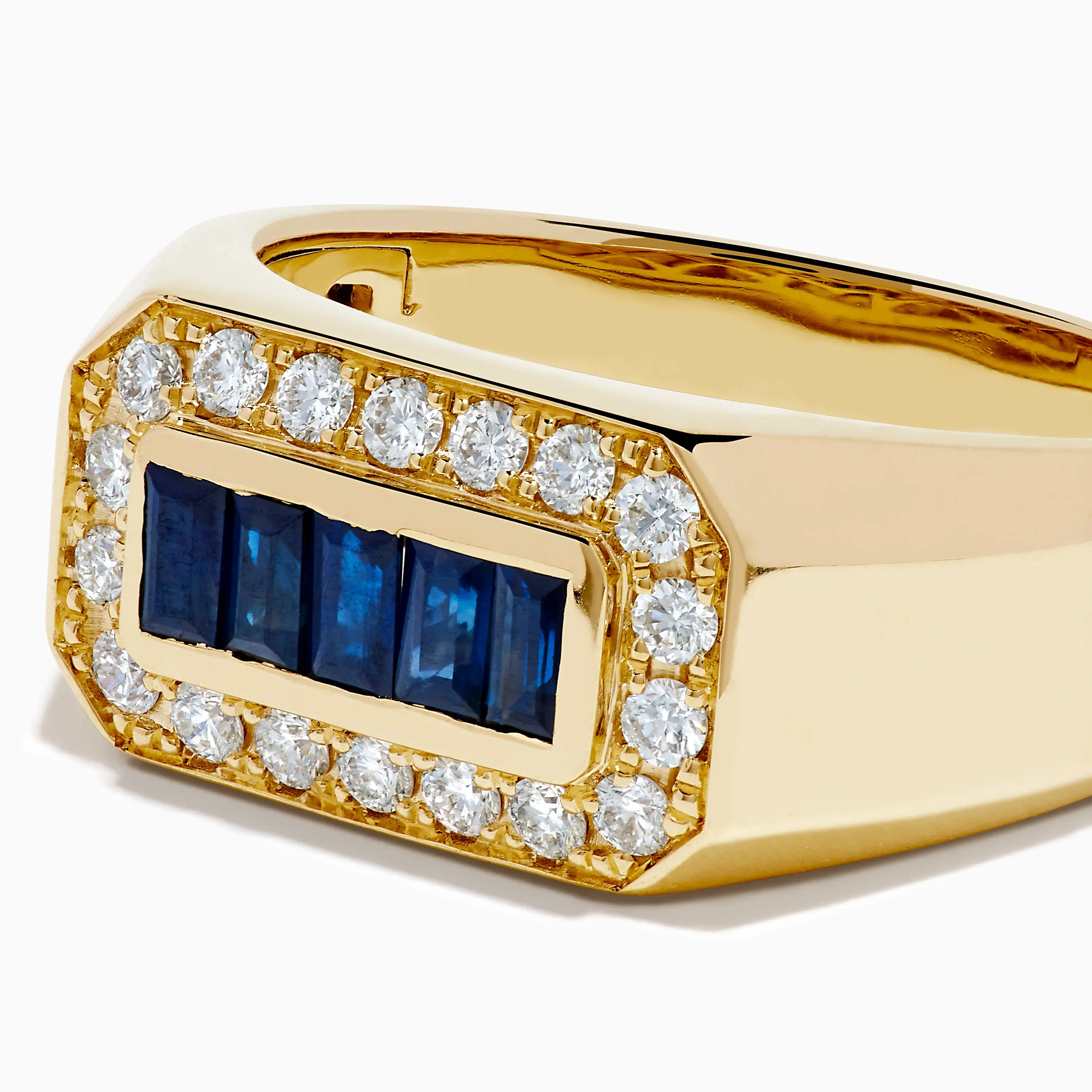 Men's 14K Yellow Gold Diamond and Blue Sapphire Signet Ring sold by Effy product image thumbnail 2
