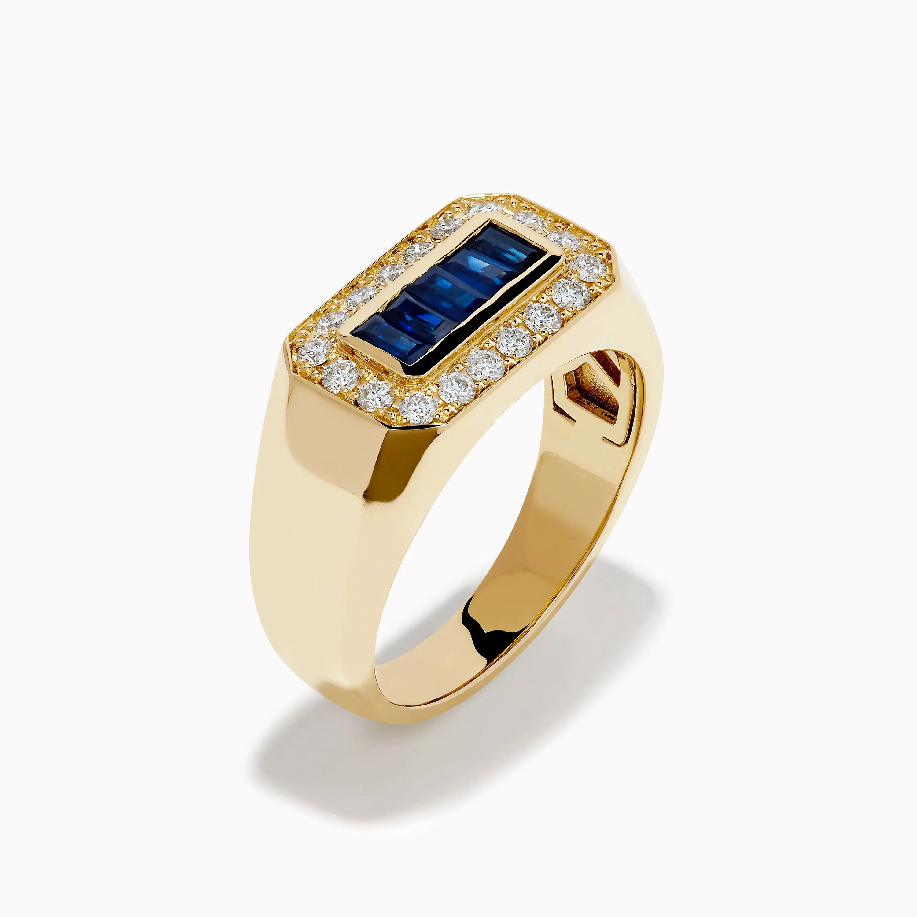 Men's 14K Yellow Gold Diamond and Blue Sapphire Signet Ring sold by Effy product image thumbnail 4