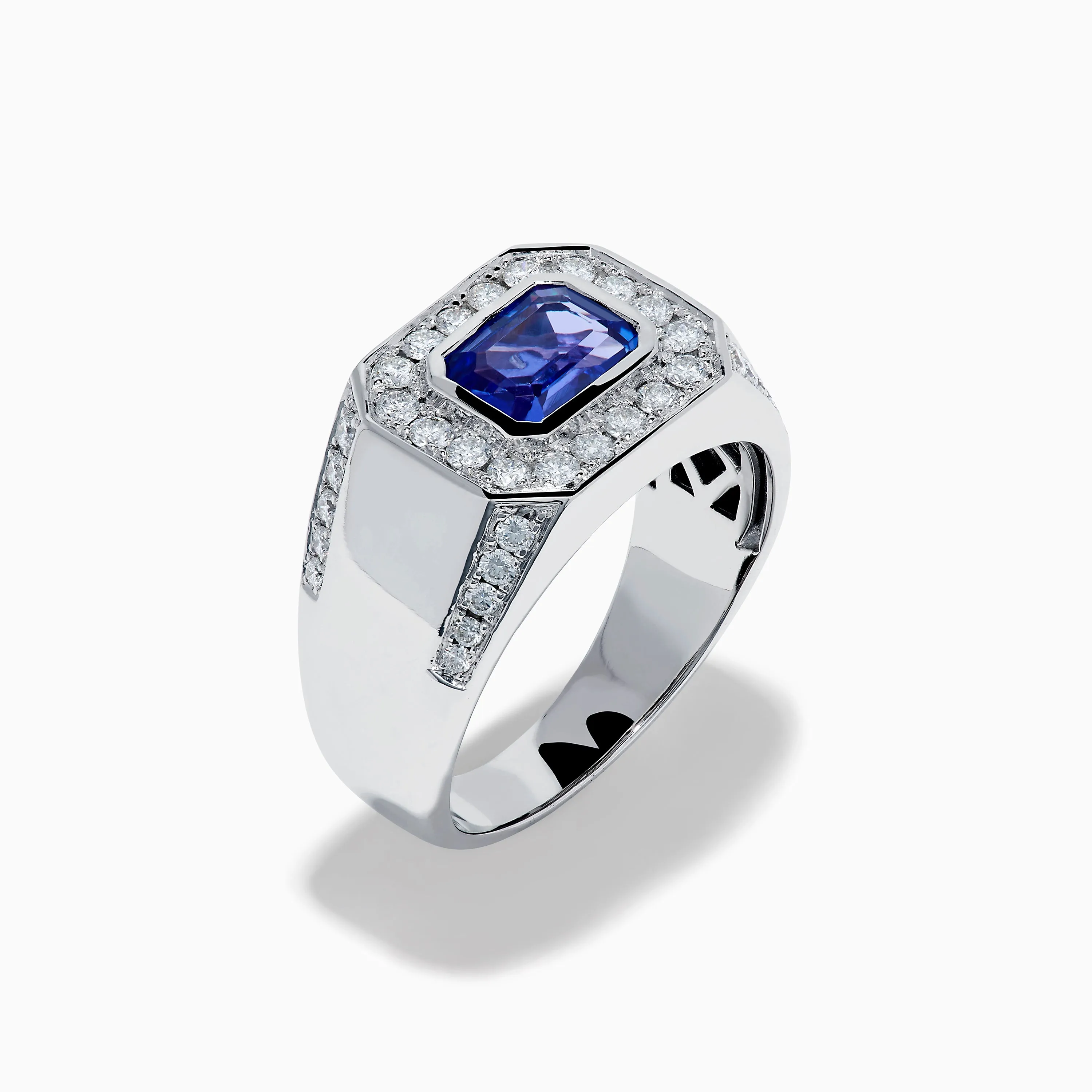 Men's 14K White Gold East West Tanzanite and Diamond Signet Ring sold by Effy product image thumbnail 4
