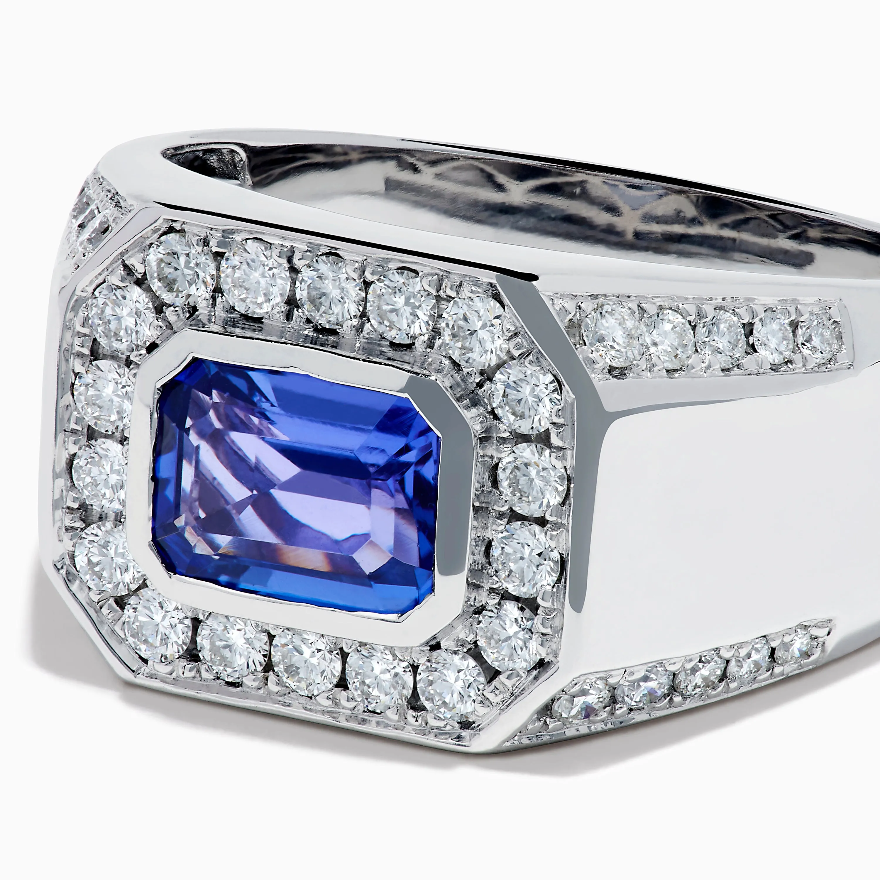 Men's 14K White Gold East West Tanzanite and Diamond Signet Ring sold by Effy product image thumbnail 2