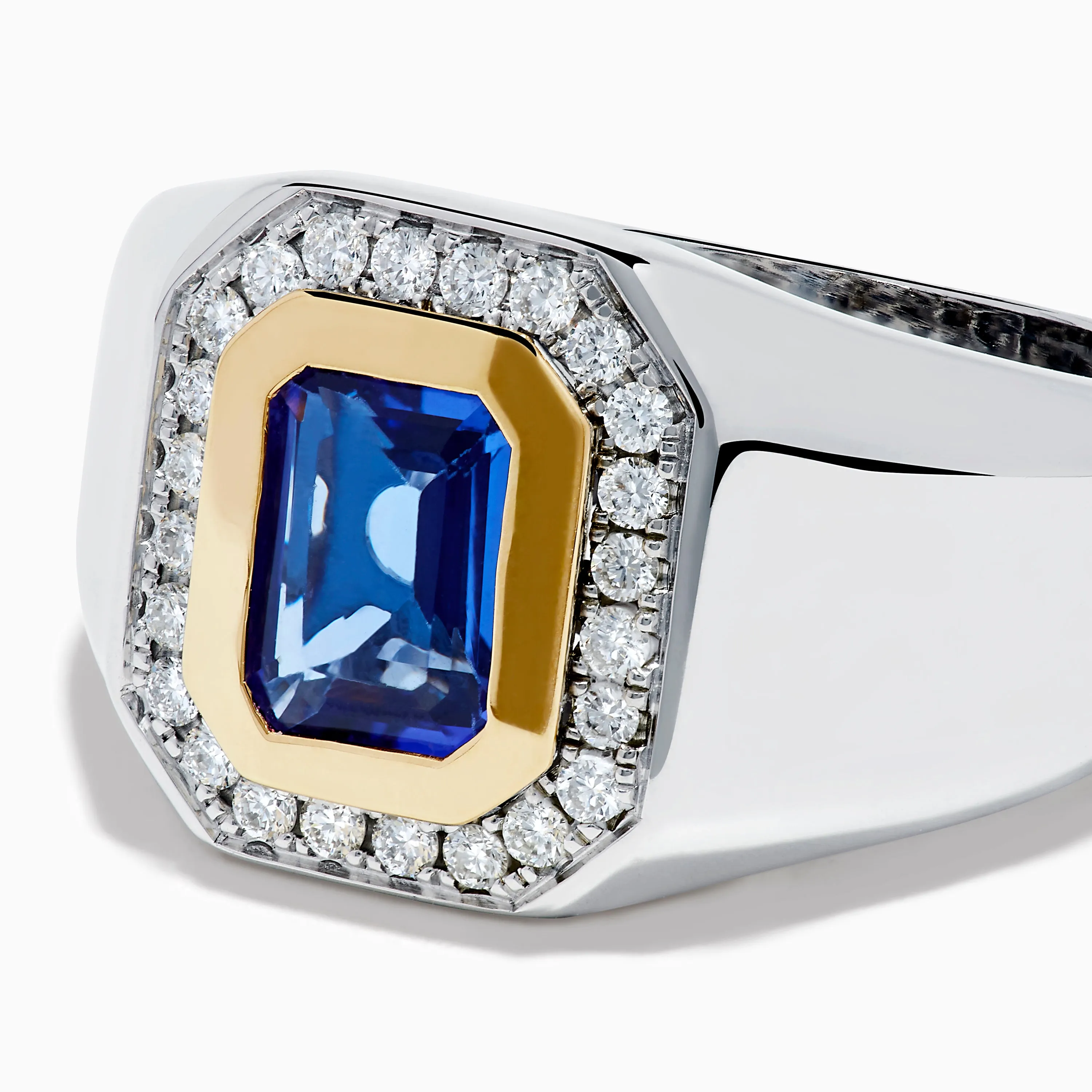 Men's 14K Two Tone Gold Tanzanite and Diamond Bezel Halo Ring sold by Effy product image thumbnail 2