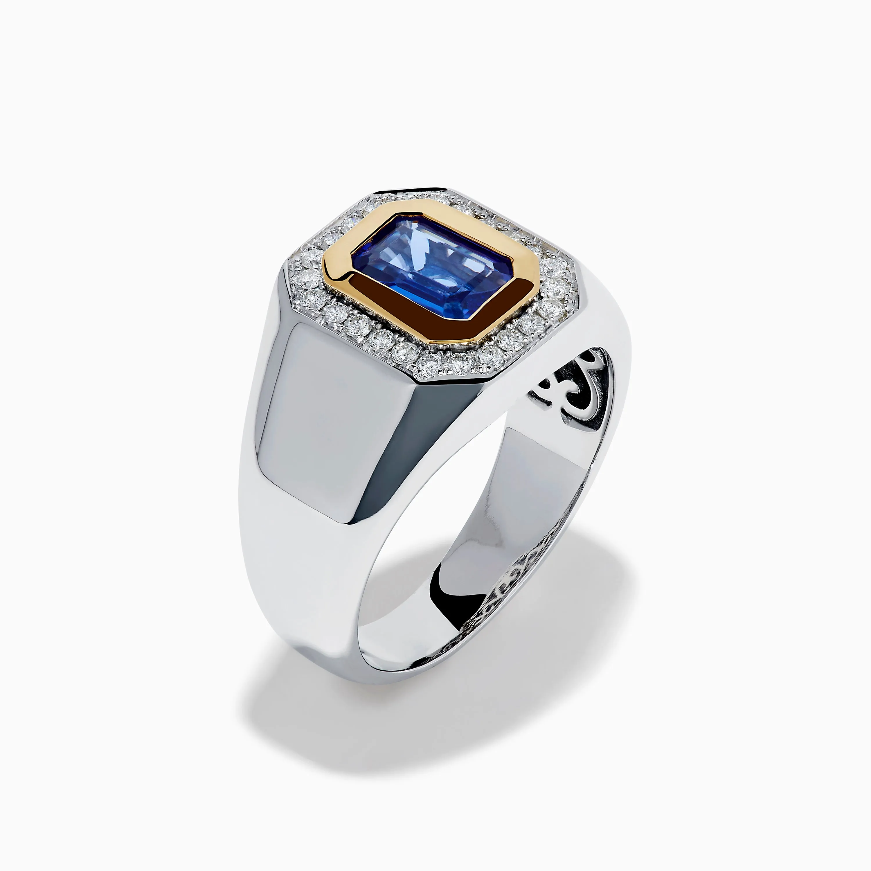 Men's 14K Two Tone Gold Tanzanite and Diamond Bezel Halo Ring sold by Effy product image thumbnail 4