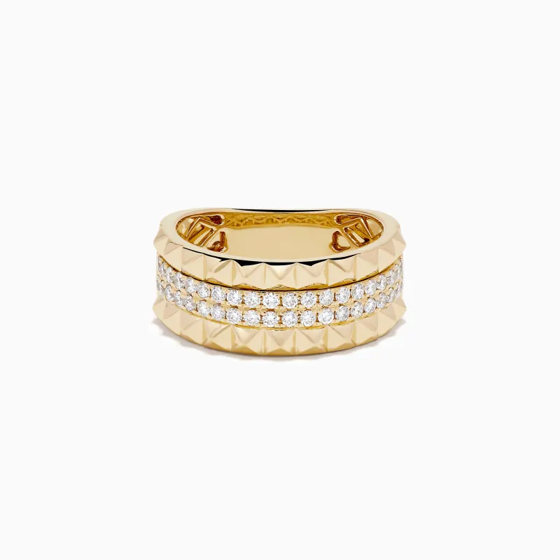 14K Yellow Gold Studded Diamond Band made by Effy