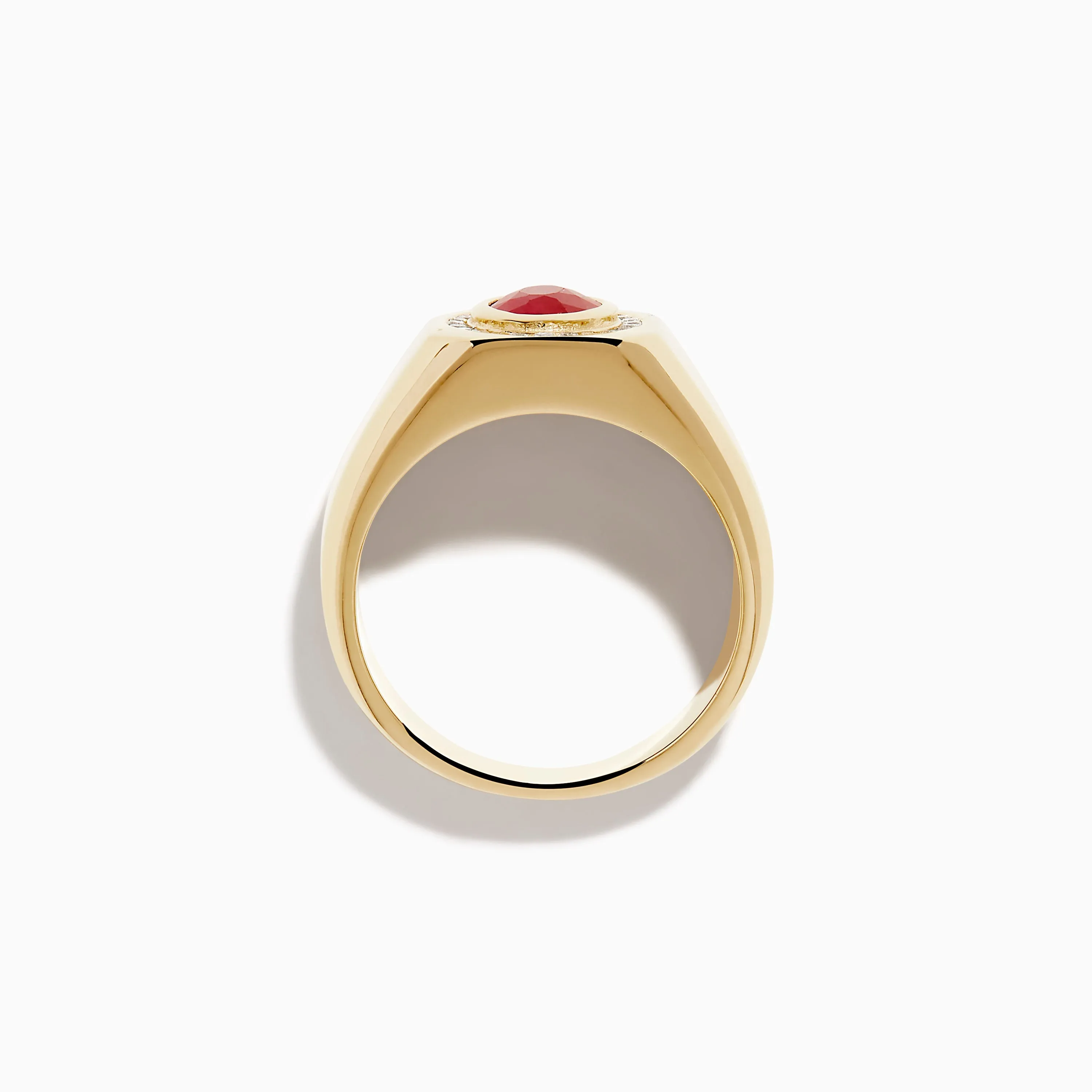 Men's 14K Yellow Gold Bezel Halo Ruby and Diamond Signet Ring sold by Effy product image thumbnail 3