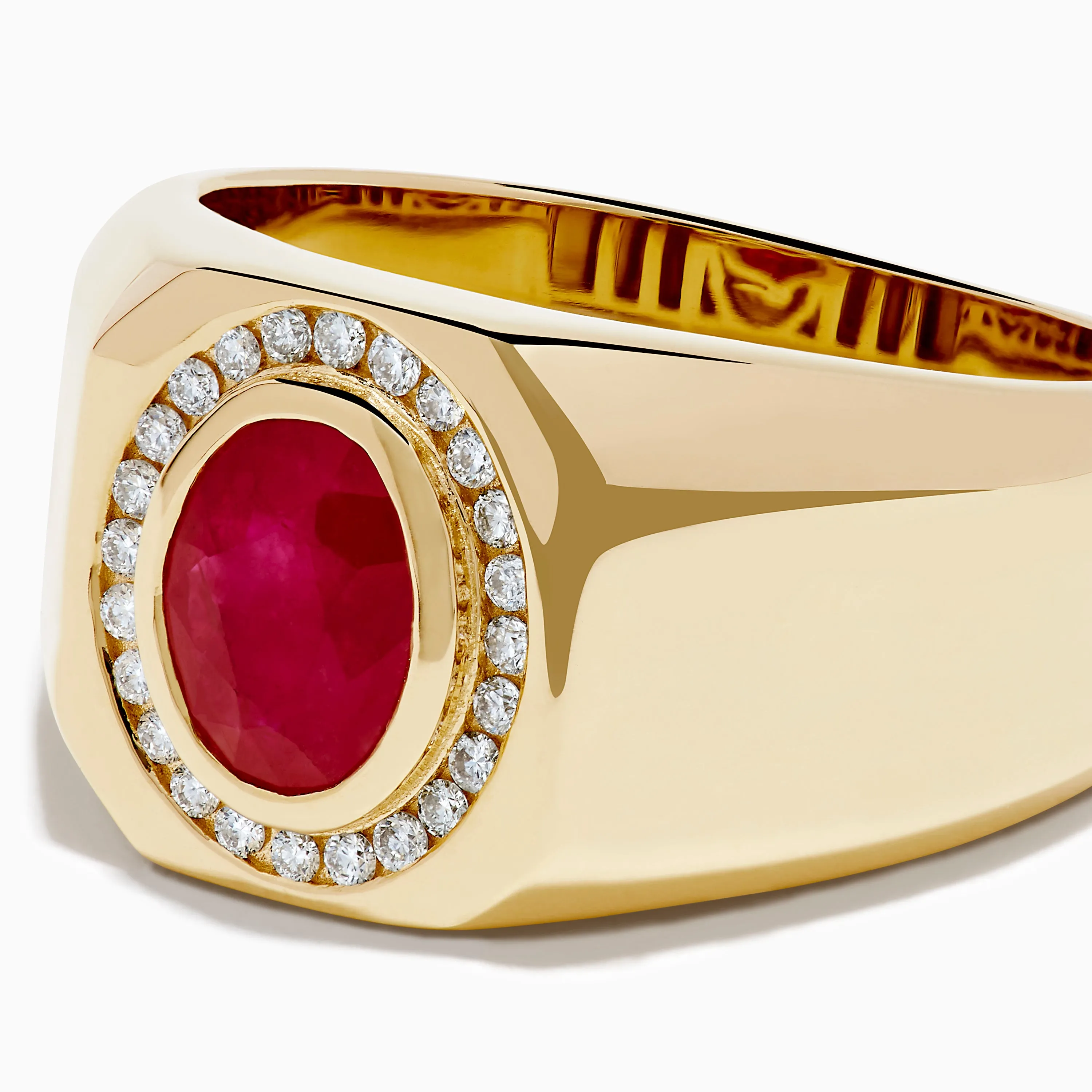 Men's 14K Yellow Gold Bezel Halo Ruby and Diamond Signet Ring sold by Effy product image thumbnail 2