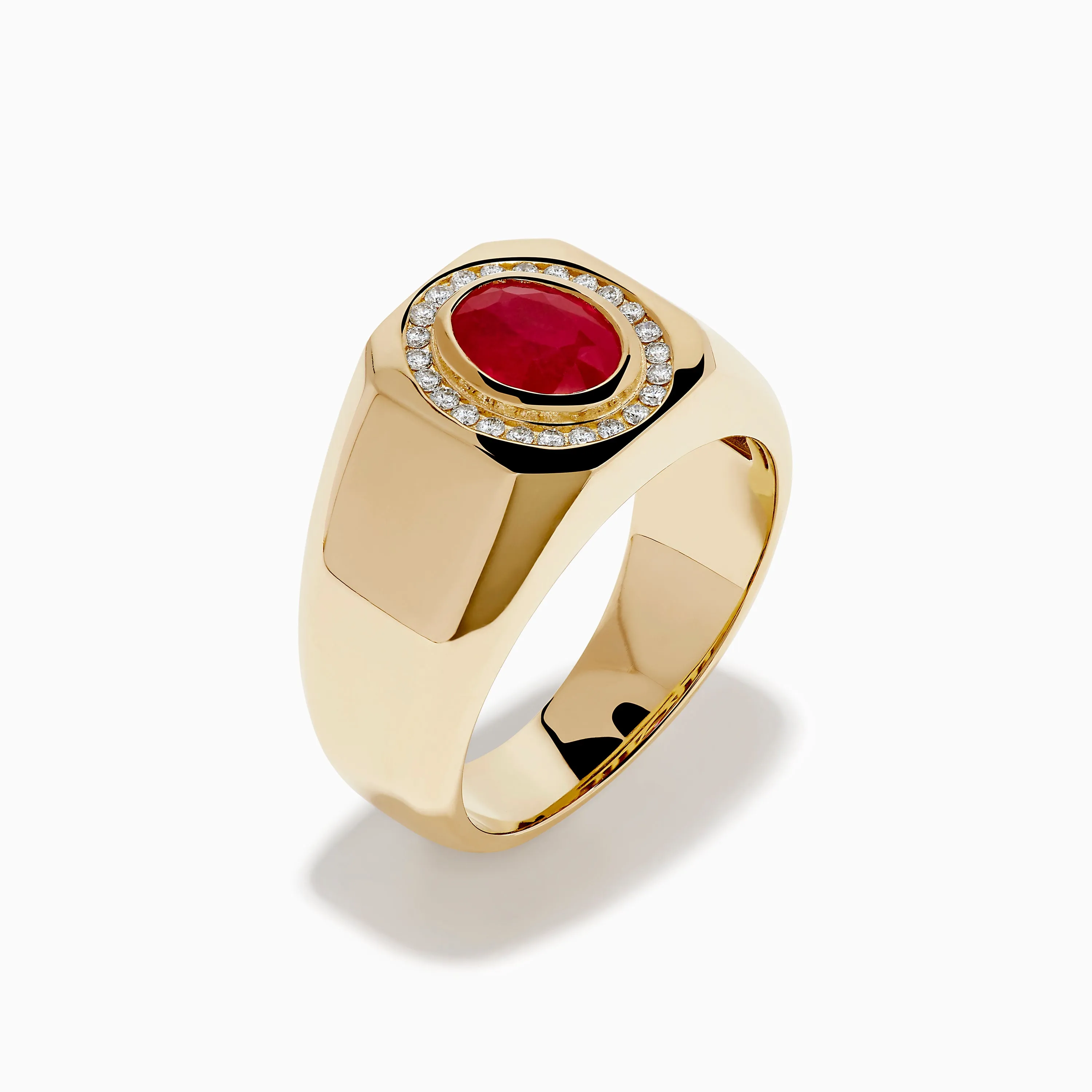 Men's 14K Yellow Gold Bezel Halo Ruby and Diamond Signet Ring sold by Effy product image thumbnail 4