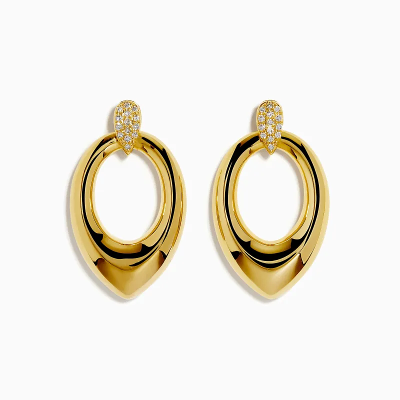 14K Yellow Gold Sculptural Diamond Accented Drop Earrings sold by Effy