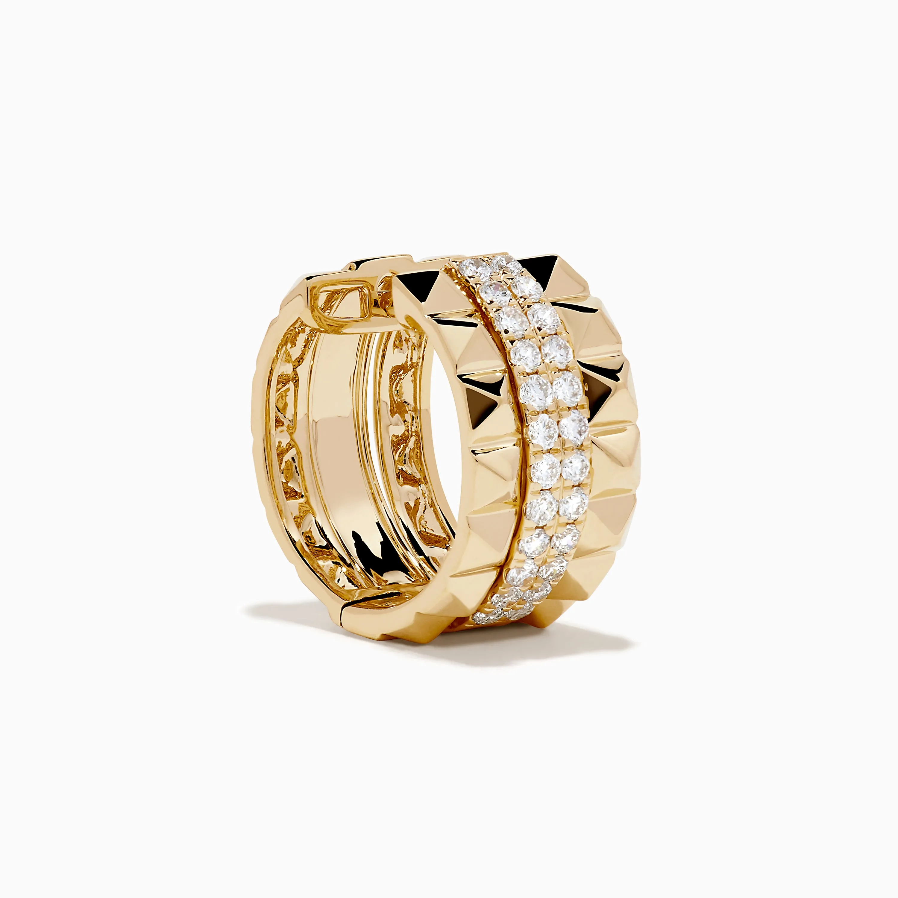 14K Yellow Gold Studded Diamond Huggie Earrings sold by Effy product image thumbnail 3
