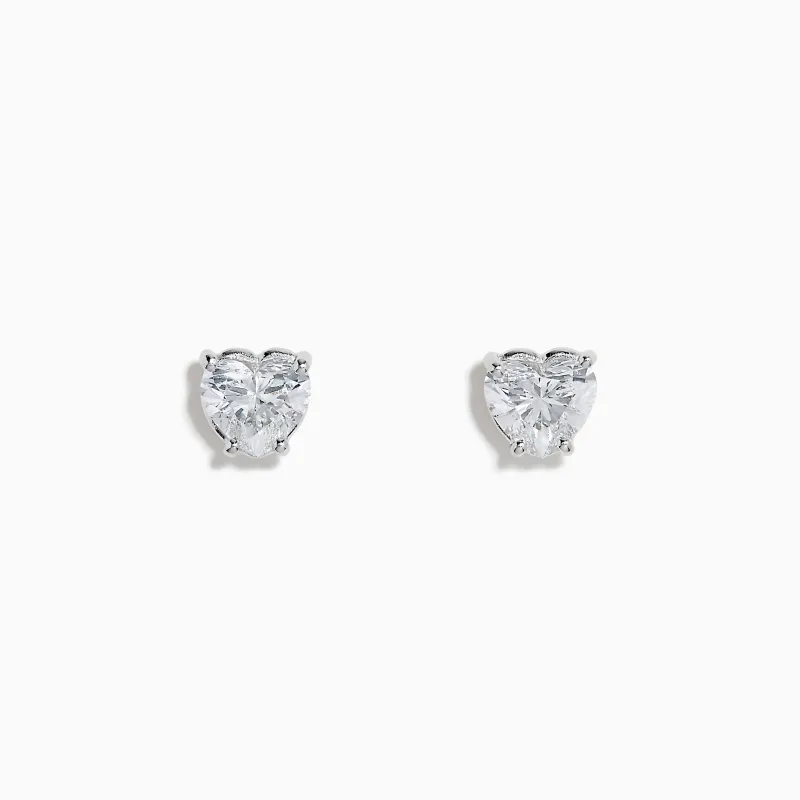 Lab Grown Diamond Heart Shaped 1.96ct Stud Earrings in 14K White Gold sold by Effy